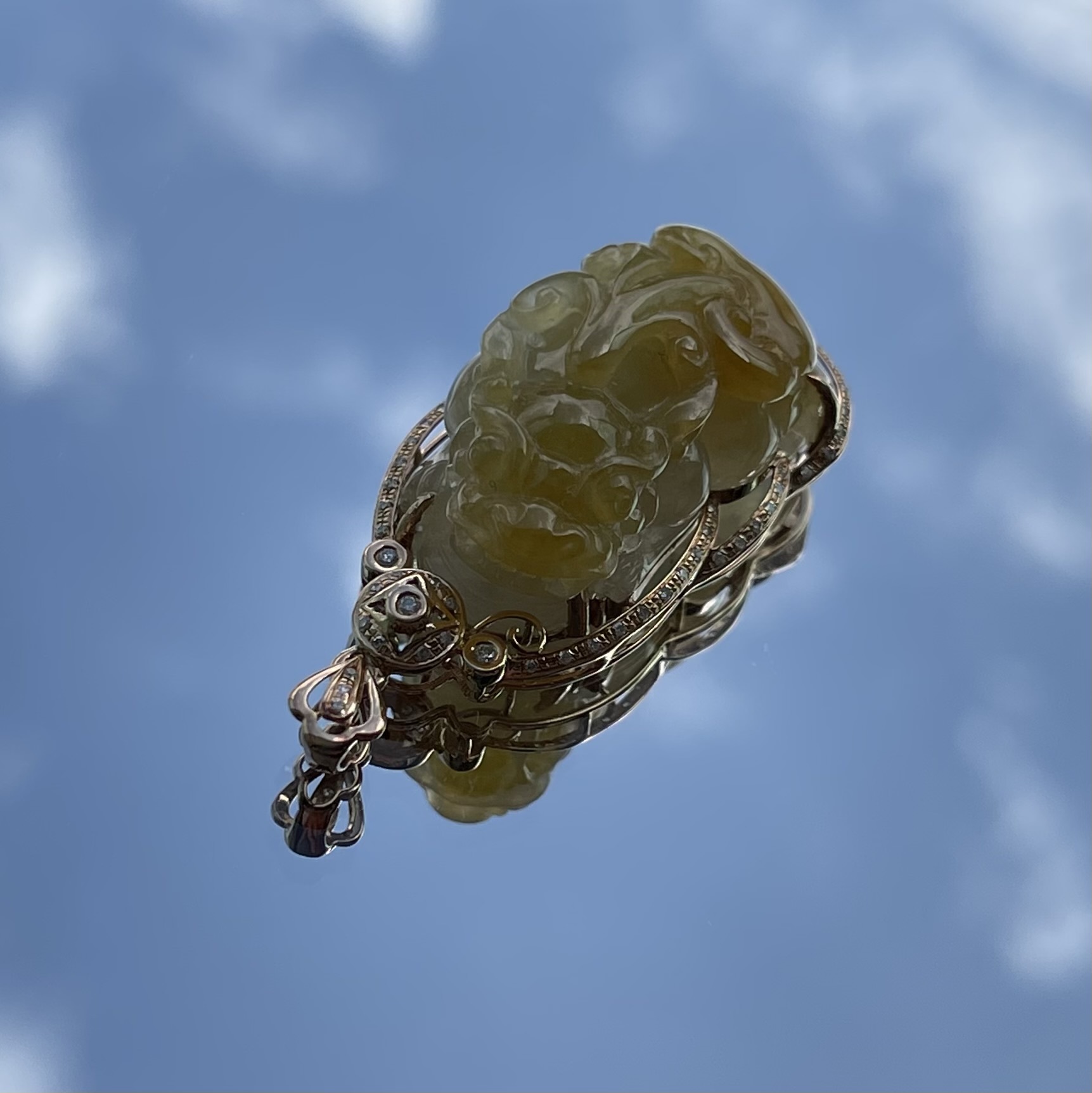 Yellow Pixiu Jadeite Pendant (PJA00121)