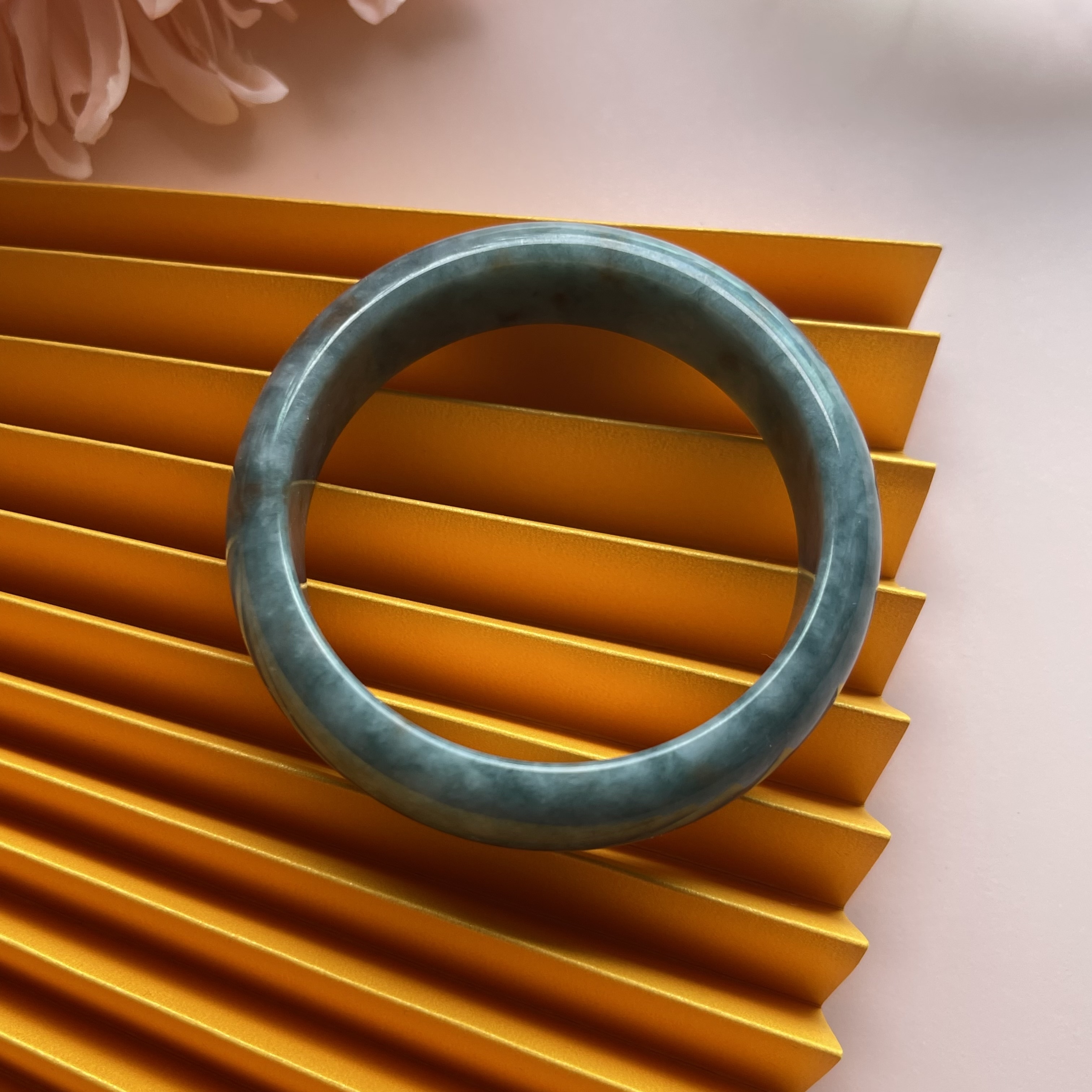 Creamy Bluish Green with Red Florals Bangle (PJA00112)