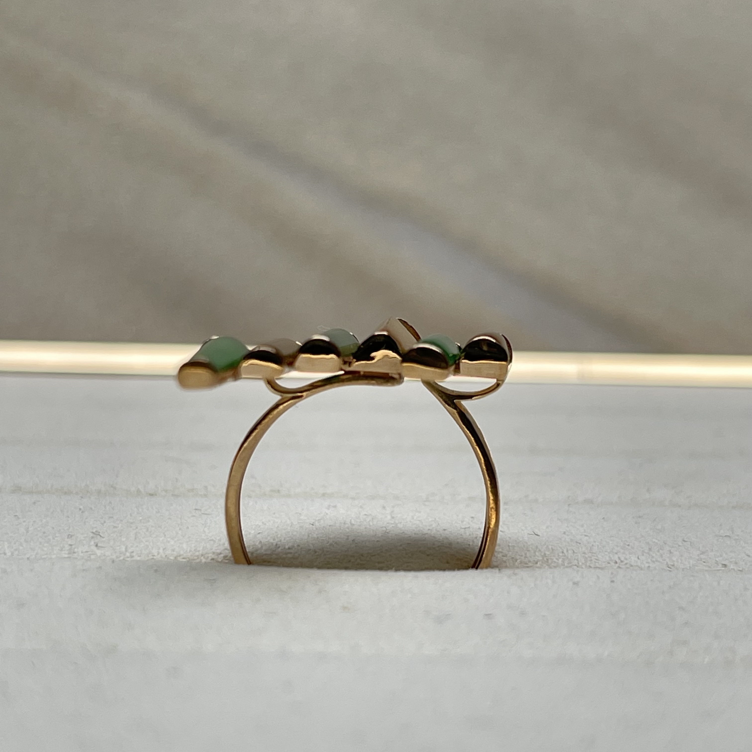 Green and Yellow Unique Modern Jadeite Ring (PJA00097)