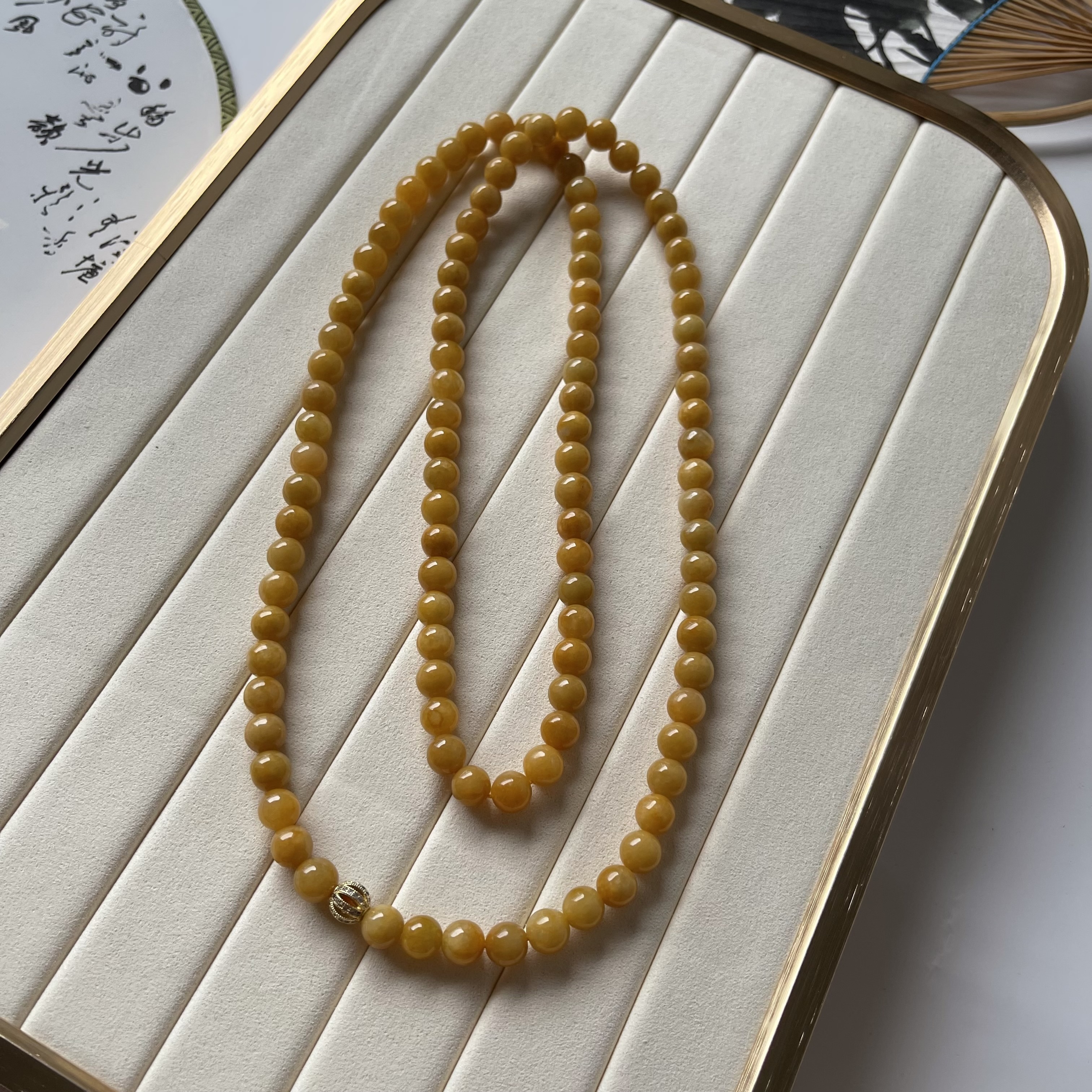 Yellow Jadeite Beads Bracelet or Necklace (PJA00098)