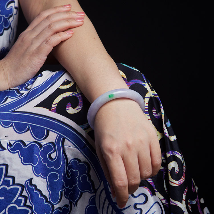 Icy Translucent Light Lavender Round Bangle (PJA00067)