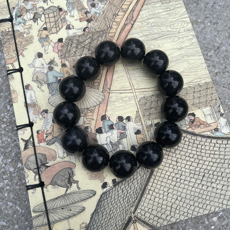 Black Jadeite Bracelet - Round Huge Beads (PJA00014)