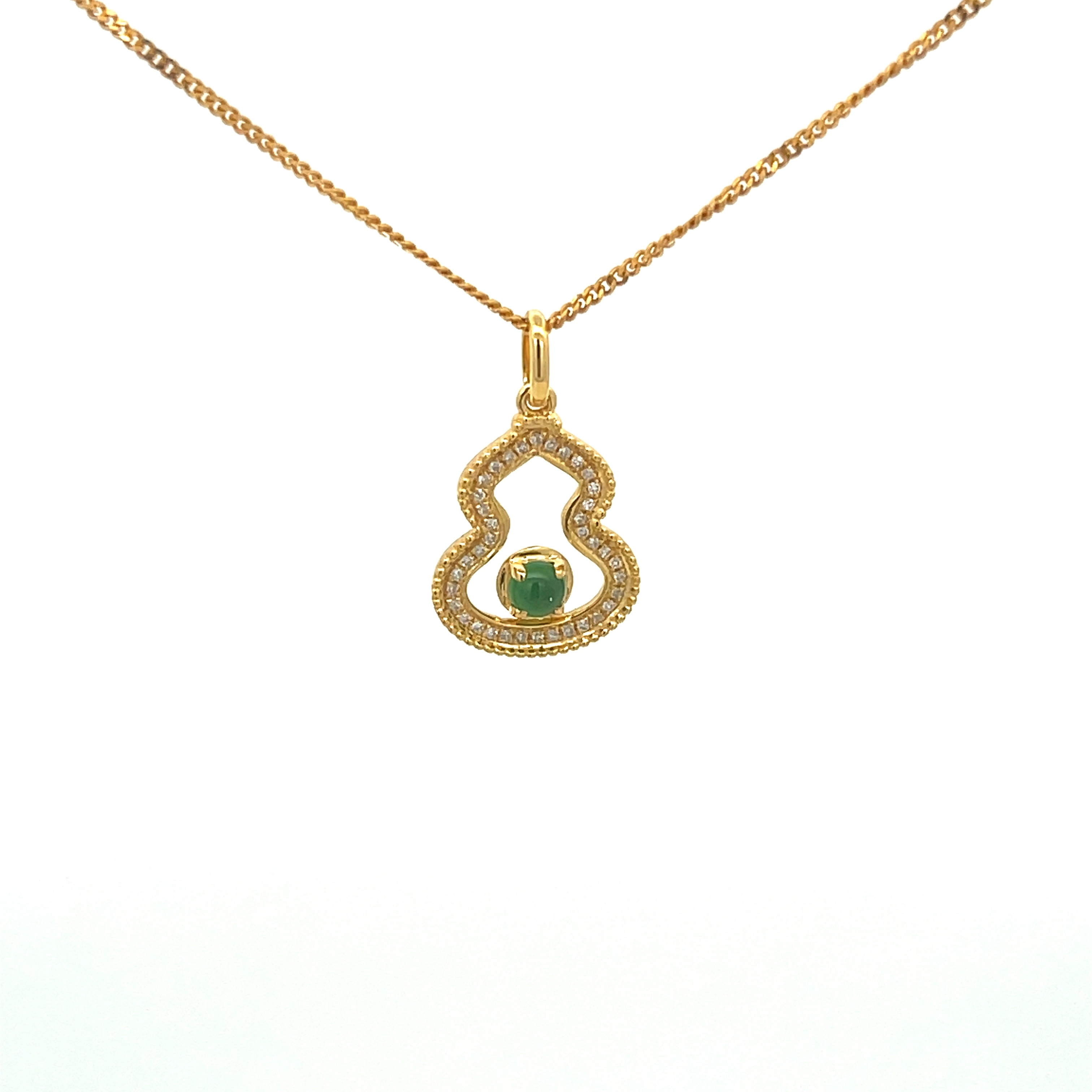 Green Cabochon Calabash Pendant (PJA00119）