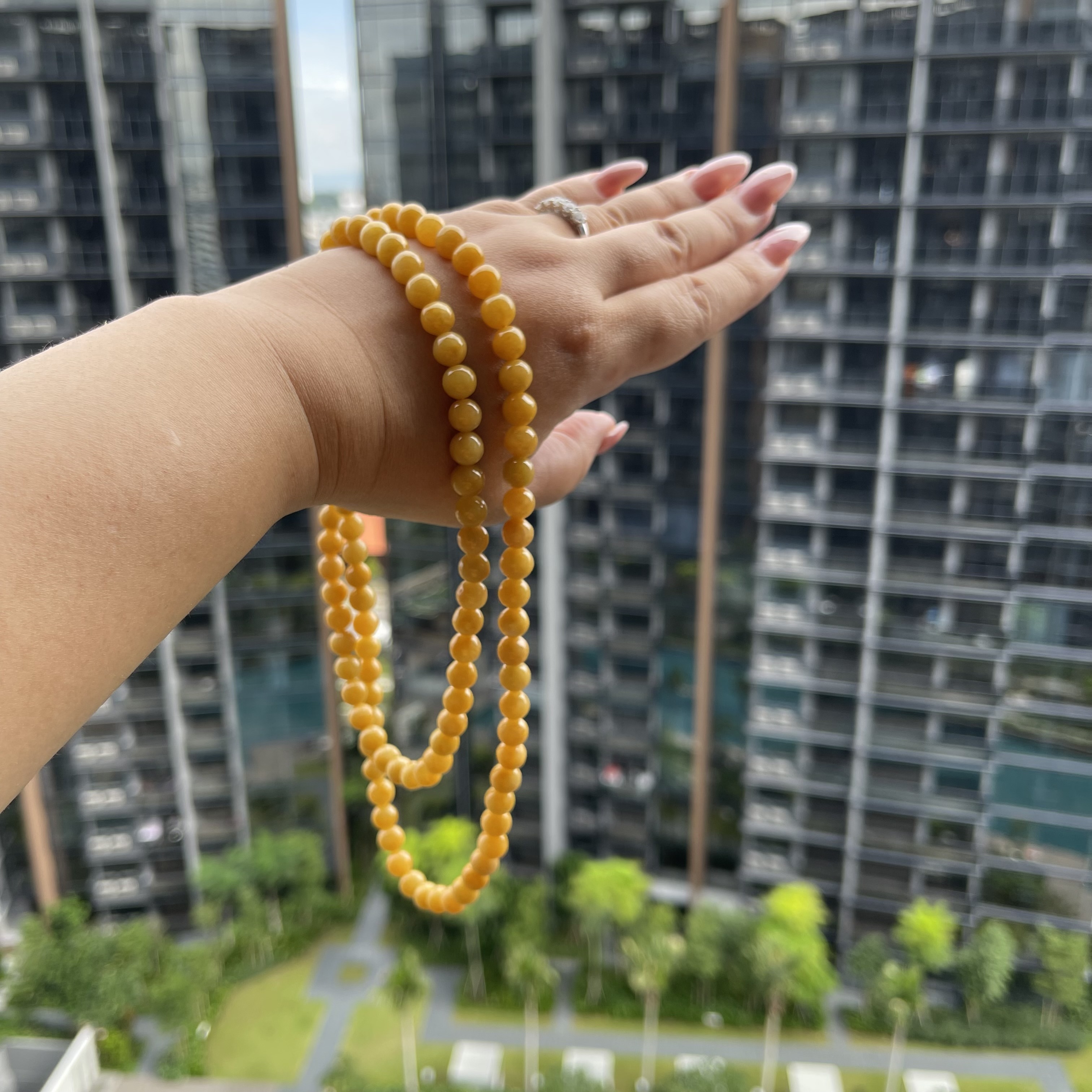 Yellow Jadeite Beads Bracelet or Necklace (PJA00098)