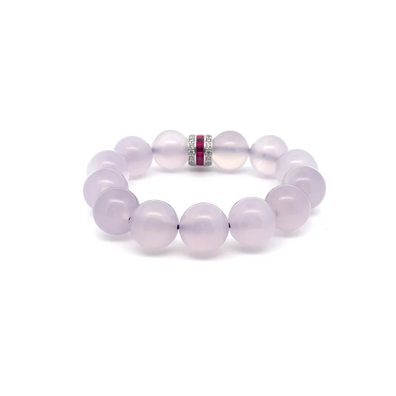 Natural Untreated Pale Lavender Chalcedony Bracelet (PCH00012)