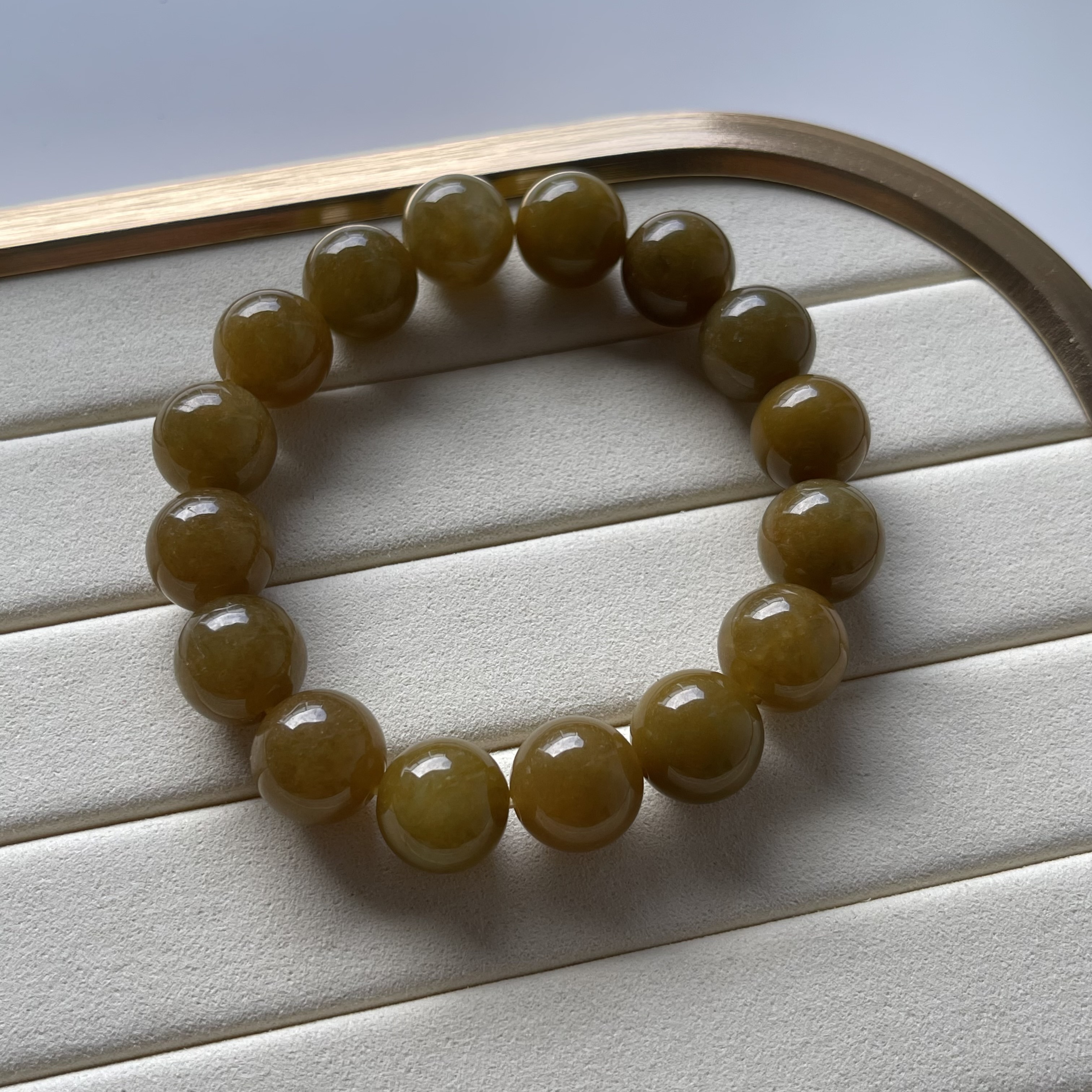 Yellow Jadeite Beads Bracelet (PJA00115)