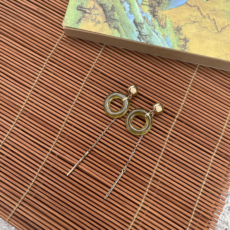 Olive Green Loops Earrings (PJA00031)