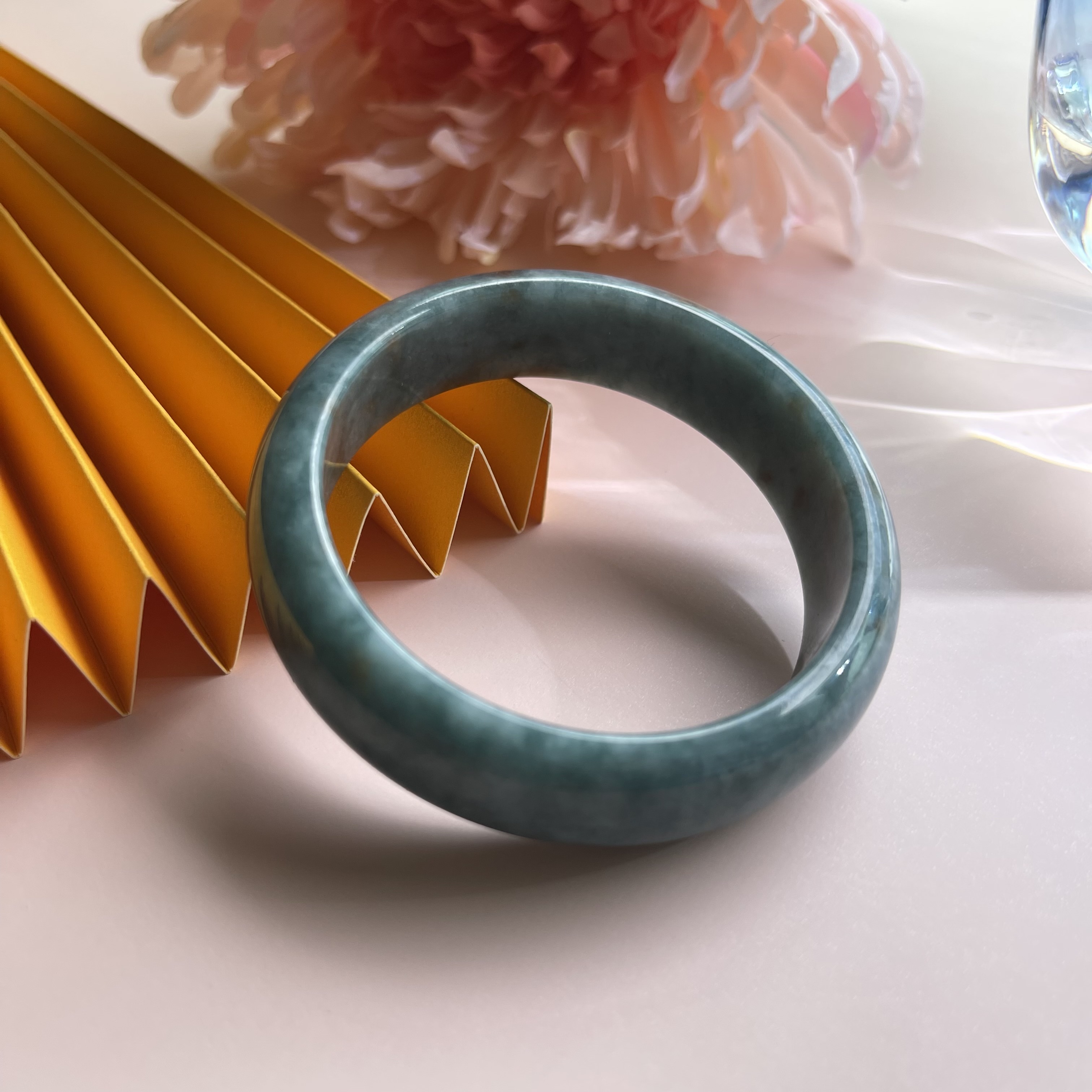 Creamy Bluish Green with Red Florals Bangle (PJA00112)