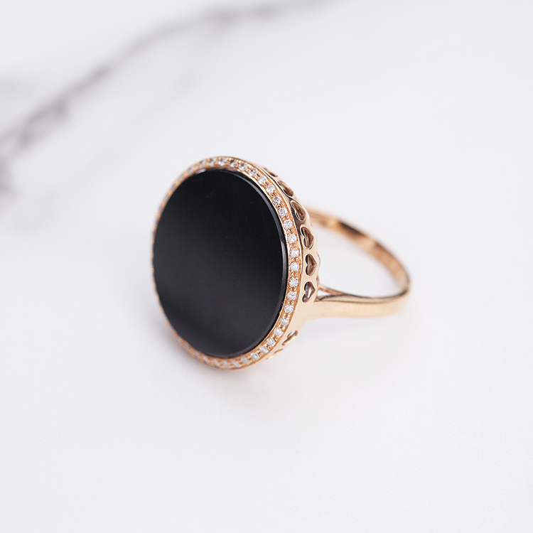 18K Rose Gold Omphacite Round Ring (PJA00080)