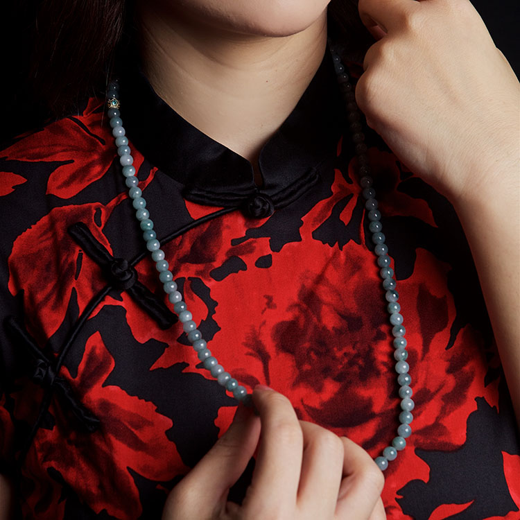 Bluish Jadeite Beads Bracelet or Necklace (PJA00019)