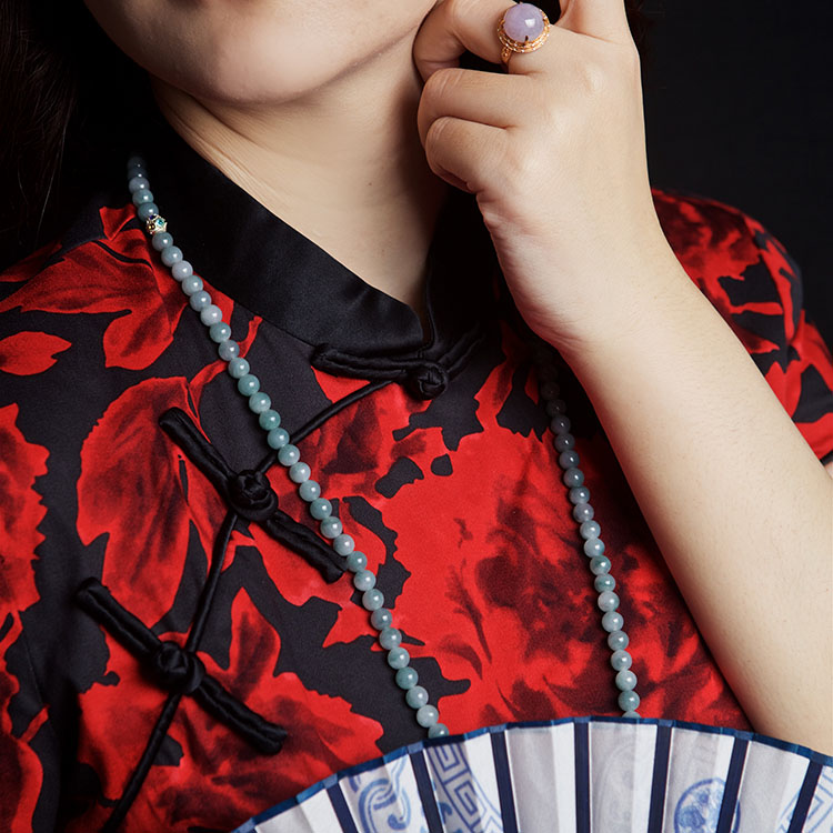 Bluish Jadeite Beads Bracelet or Necklace (PJA00019)