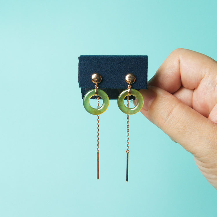 Olive Green Loops Earrings (PJA00031)