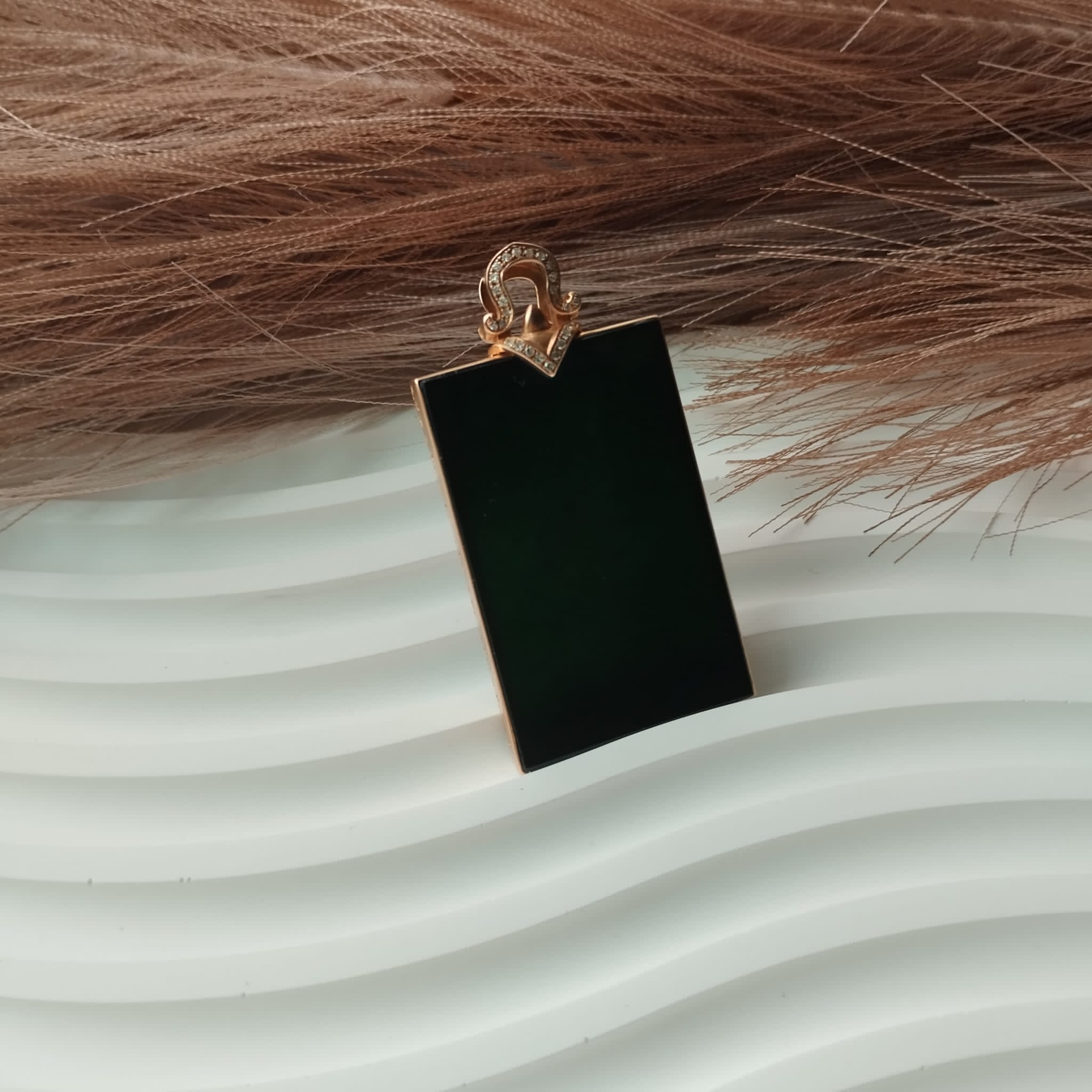 18K Rose Gold Trapezium Omphacite Pendant  (PJA00288)