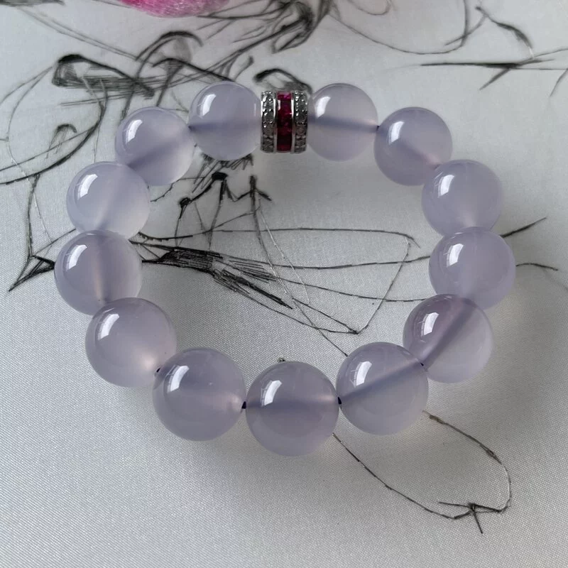 Natural Untreated Pale Lavender Chalcedony Bracelet (PCH00012)