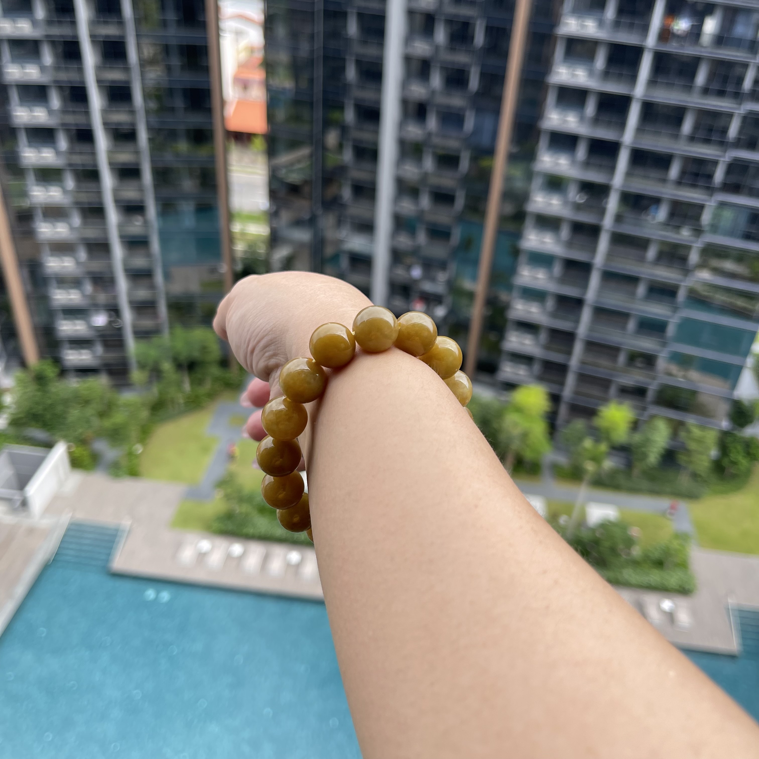 Yellow Jadeite Beads Bracelet (PJA00115)