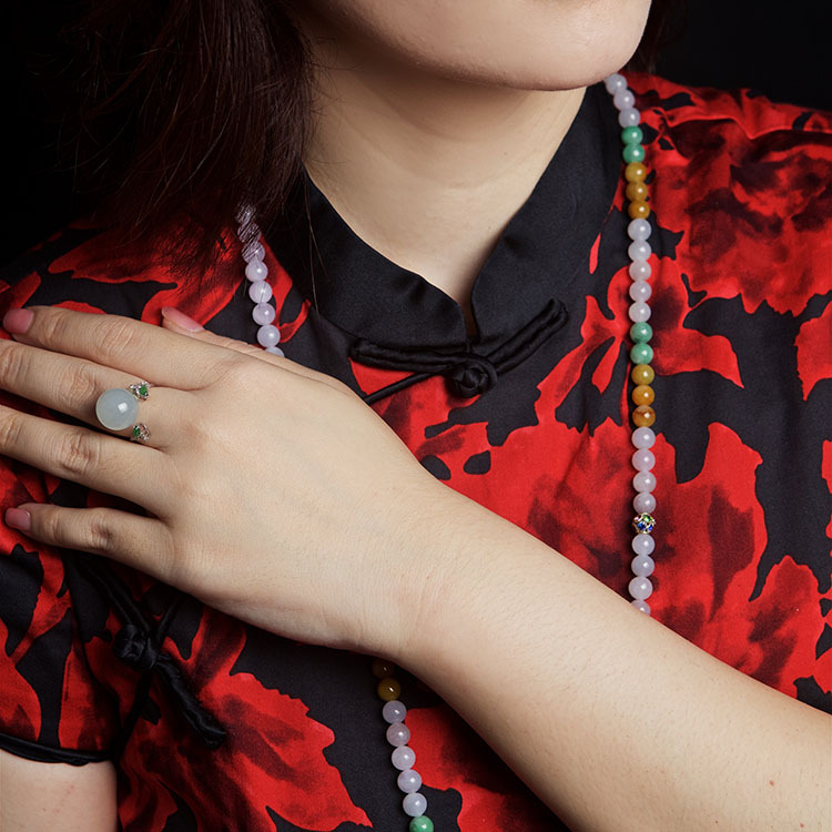 Multi Color Jadeite Beads Bracelet or Necklace (PJA00015)