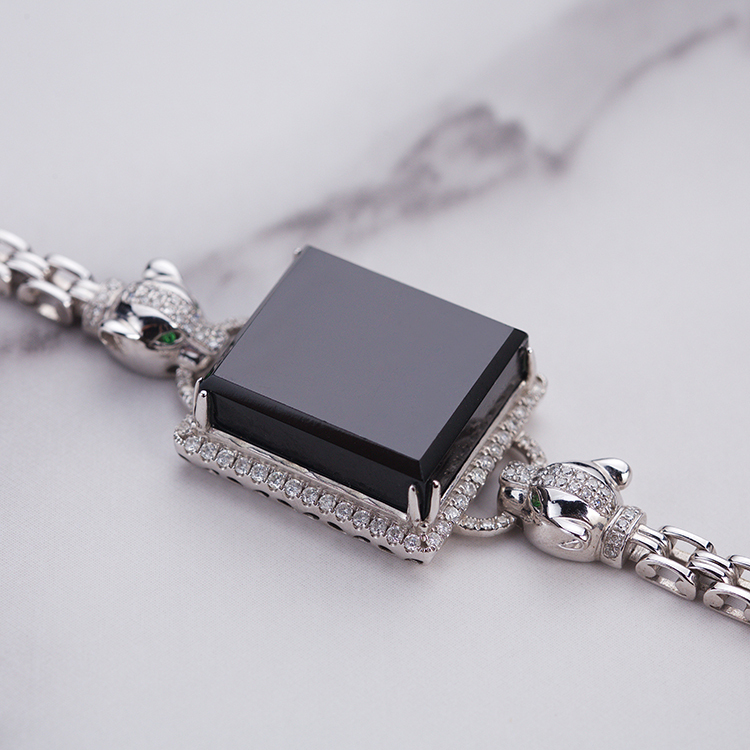 18K White Gold Exclusive Leopard Omphacite Bracelet (PJA00086)