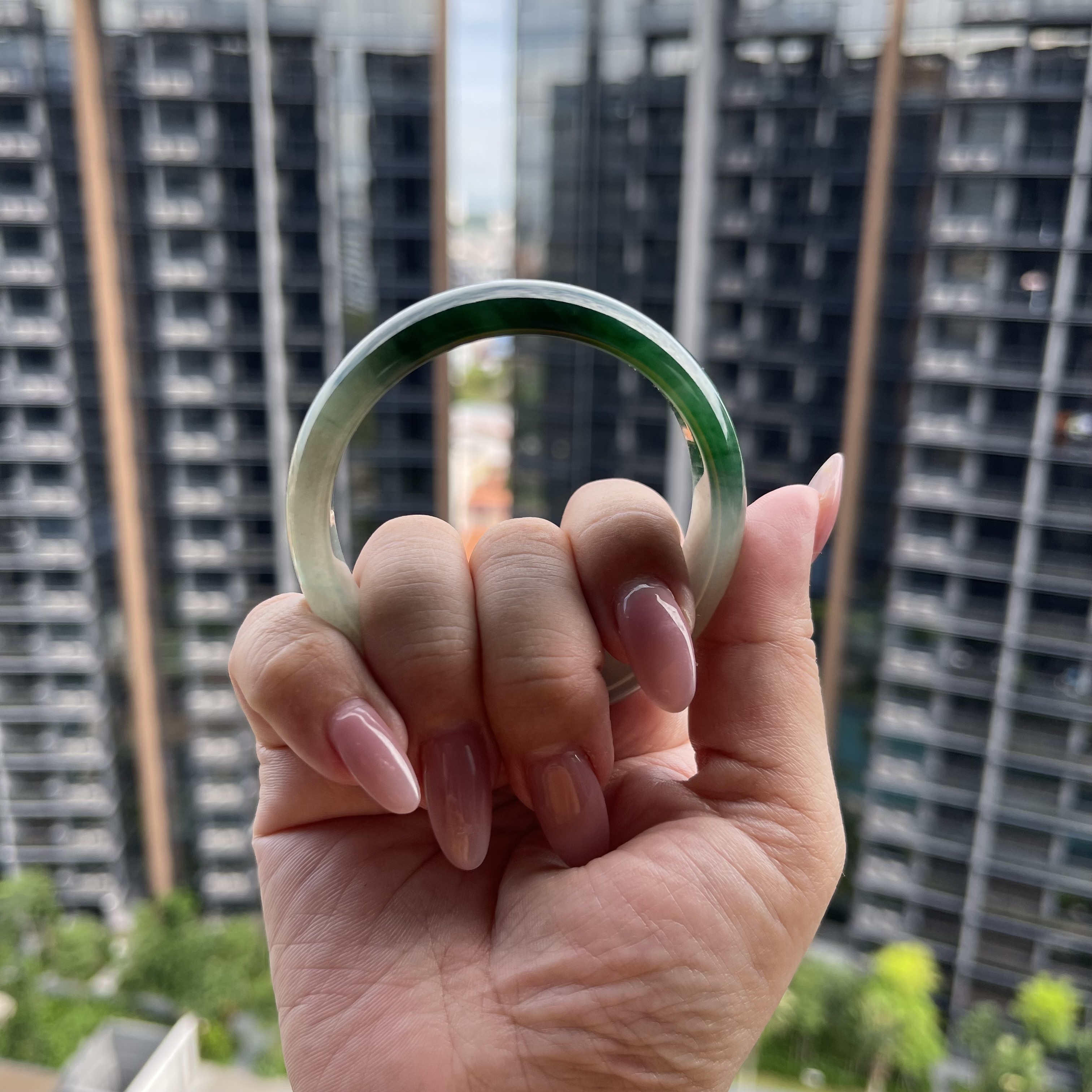 Icy Translucent Green Bangle (PJA00074)