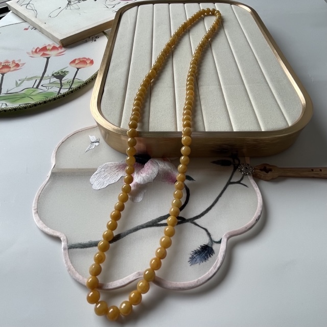 Yellow Jadeite Beads Bracelet or Necklace (PJA00098)