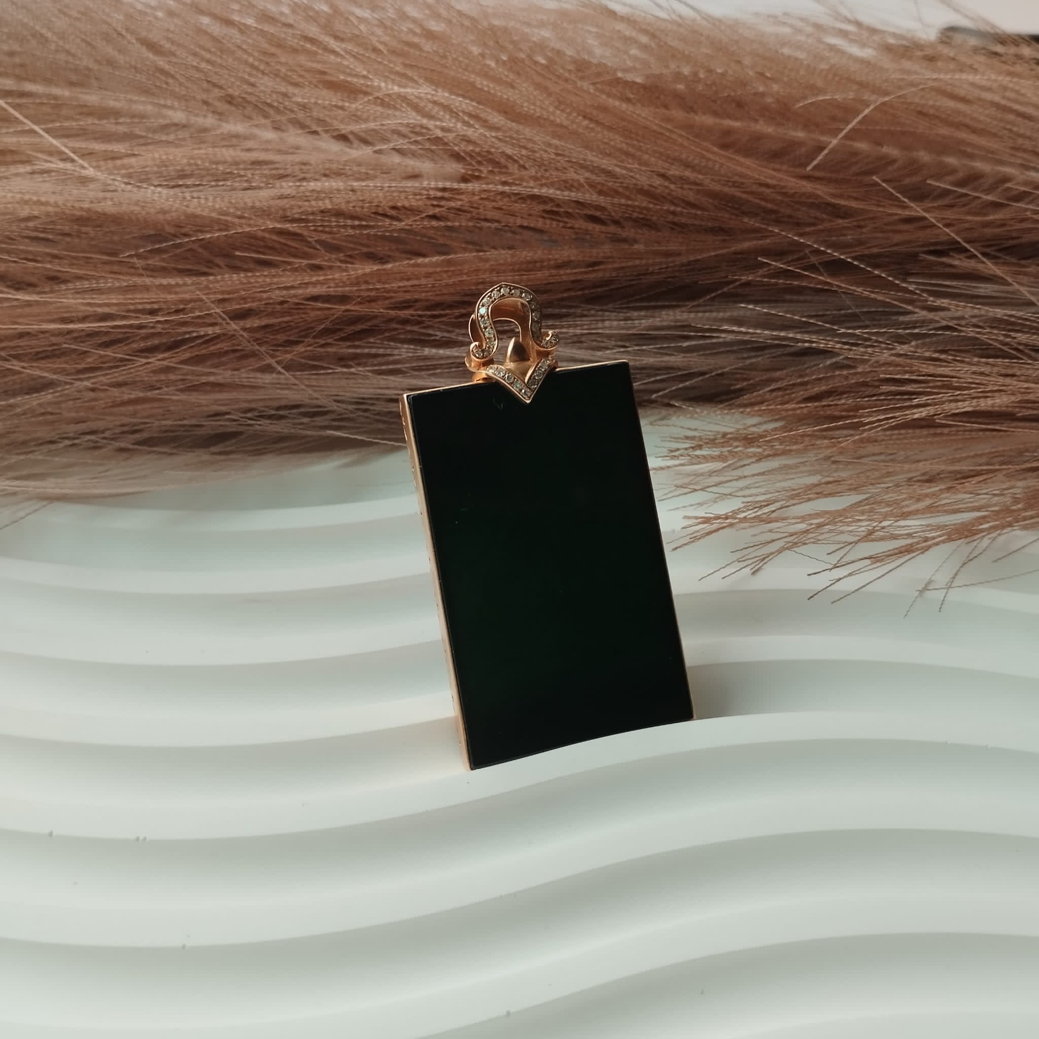 18K Rose Gold Trapezium Omphacite Pendant  (PJA00288)