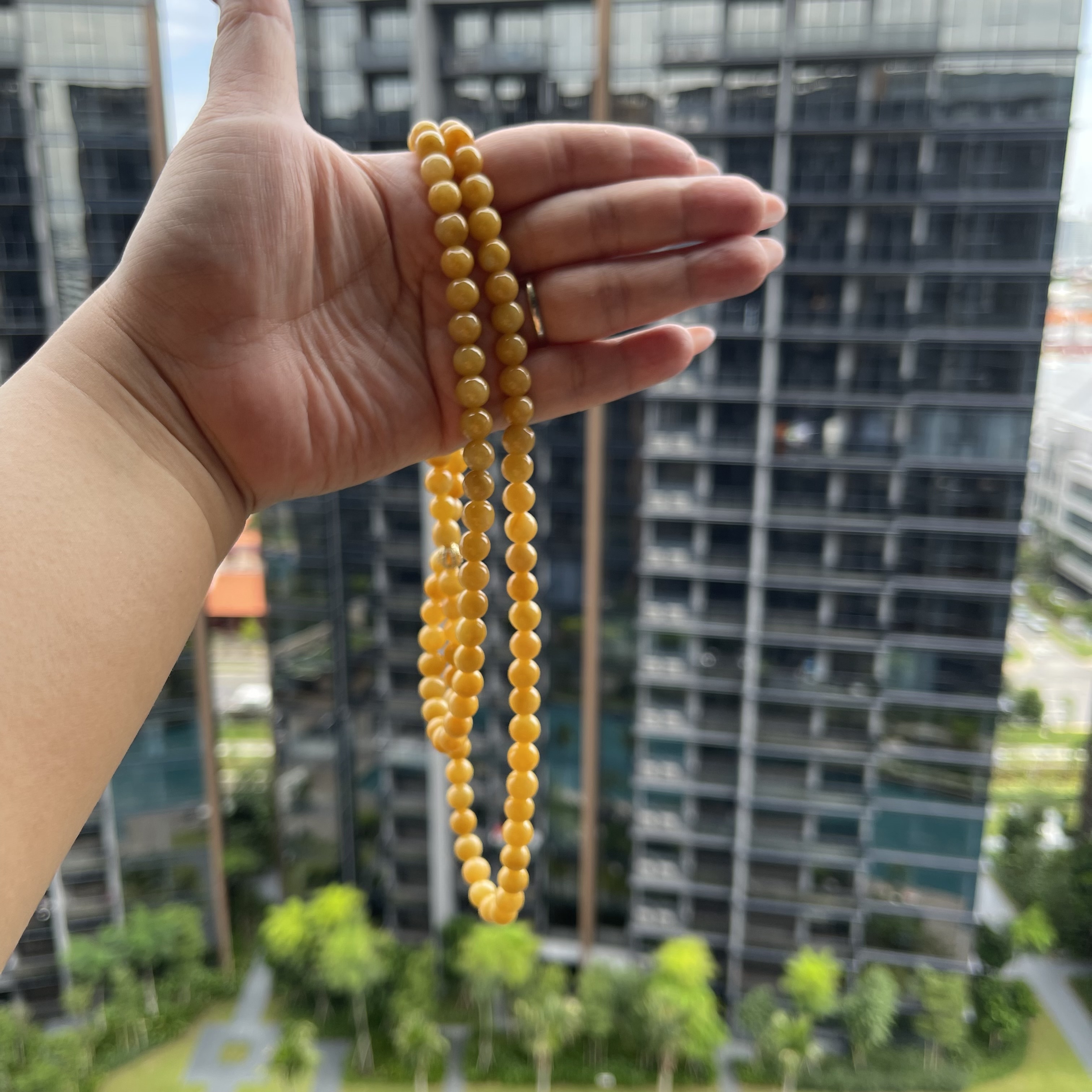 Yellow Jadeite Beads Bracelet or Necklace (PJA00098)