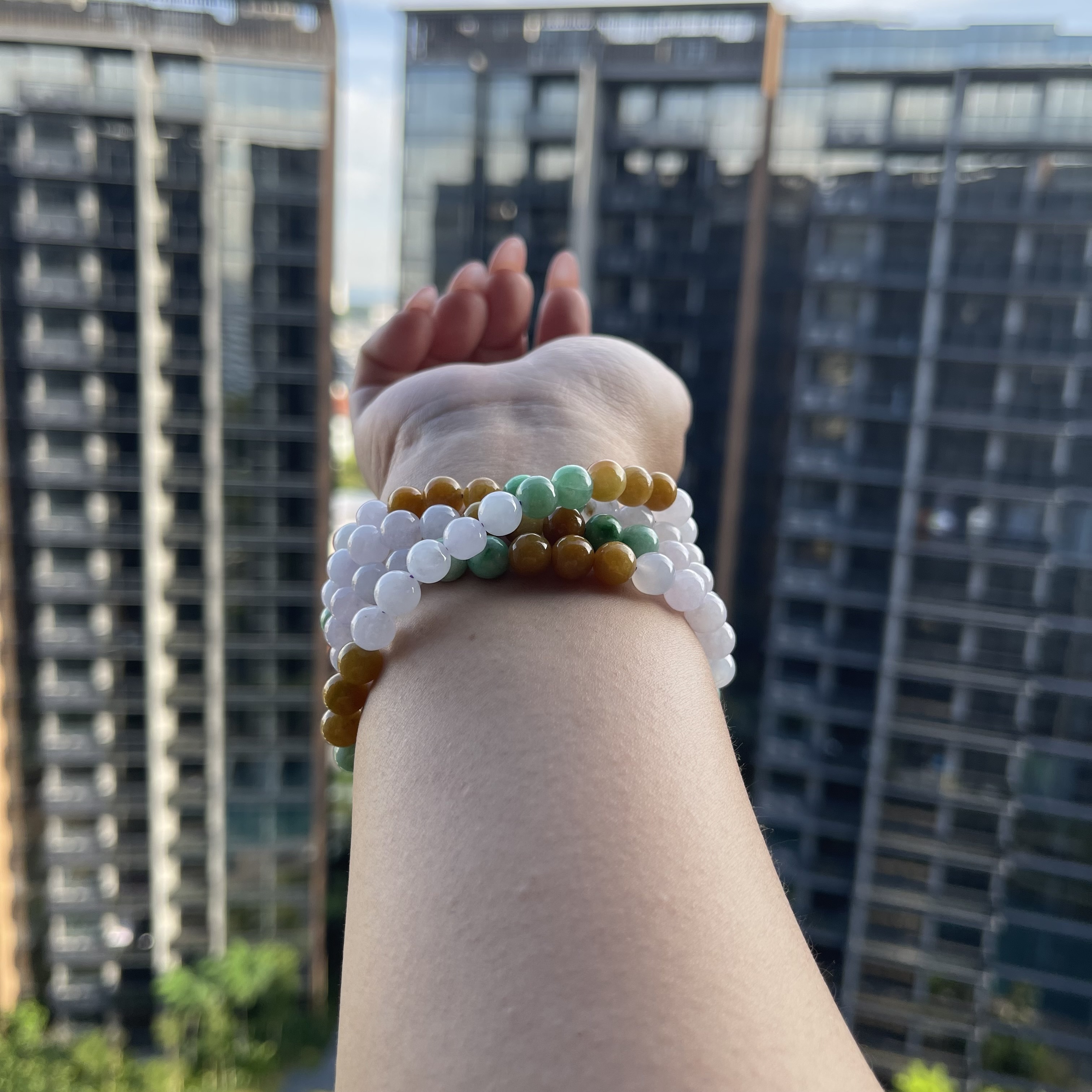 Multi Color Jadeite Beads Bracelet or Necklace (PJA00015)