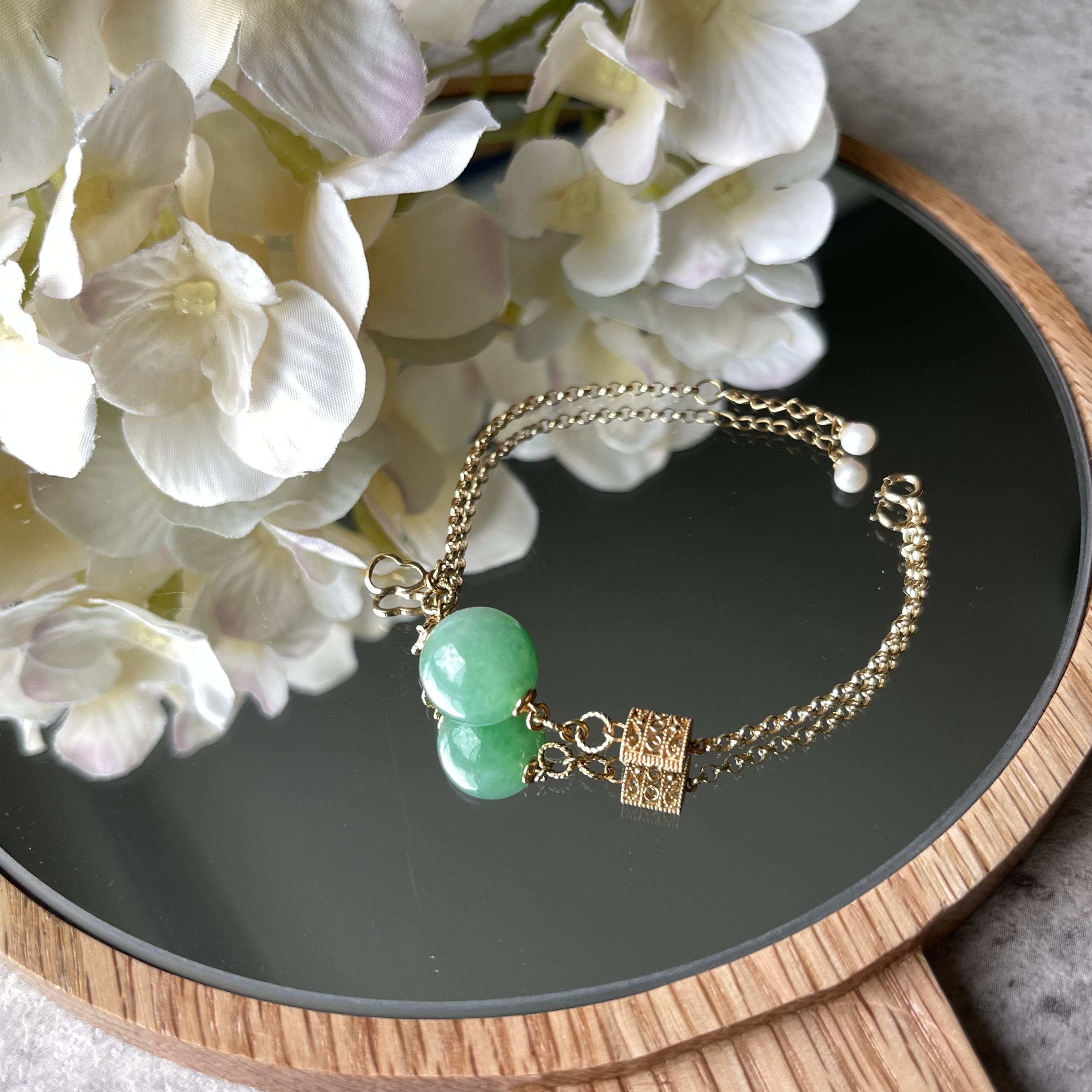 Green Jadeite Beads Bracelet (PJA00055)