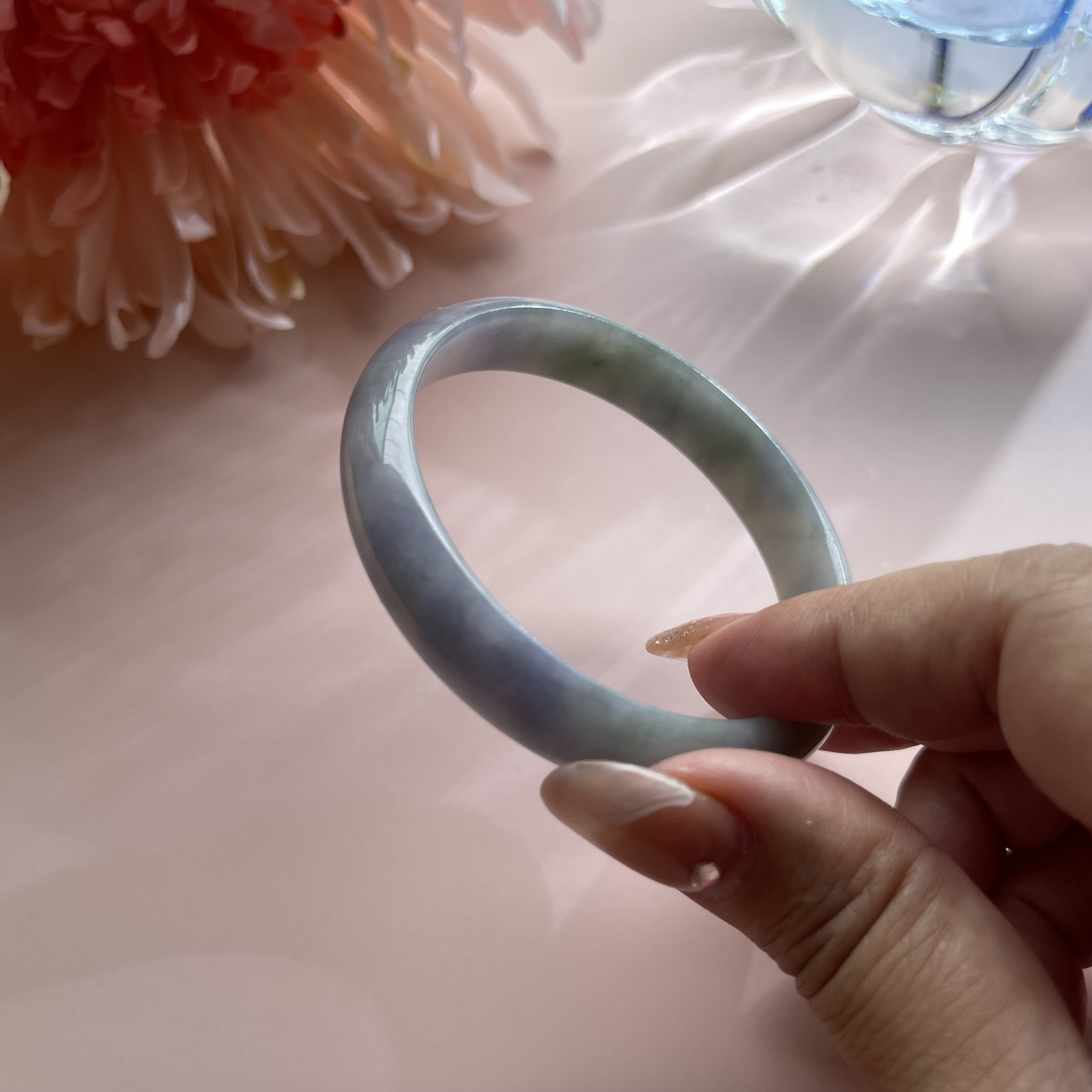 Violet Green Jadeite Bangle (PJA00109)