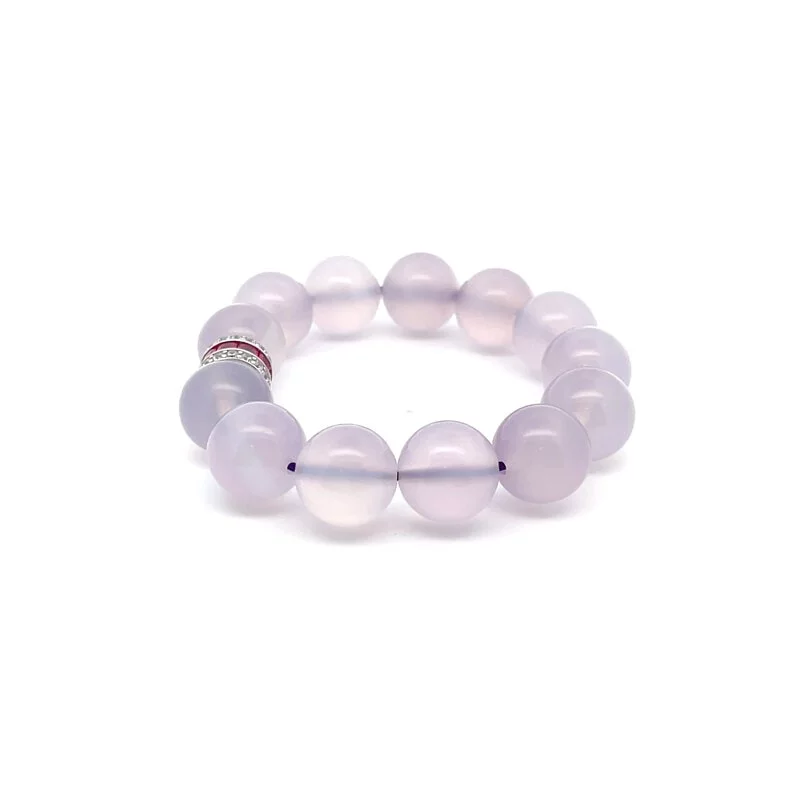 Natural Untreated Pale Lavender Chalcedony Bracelet (PCH00012)