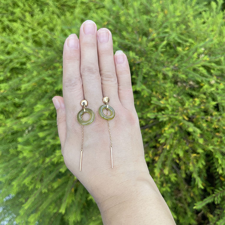 Olive Green Loops Earrings (PJA00031)