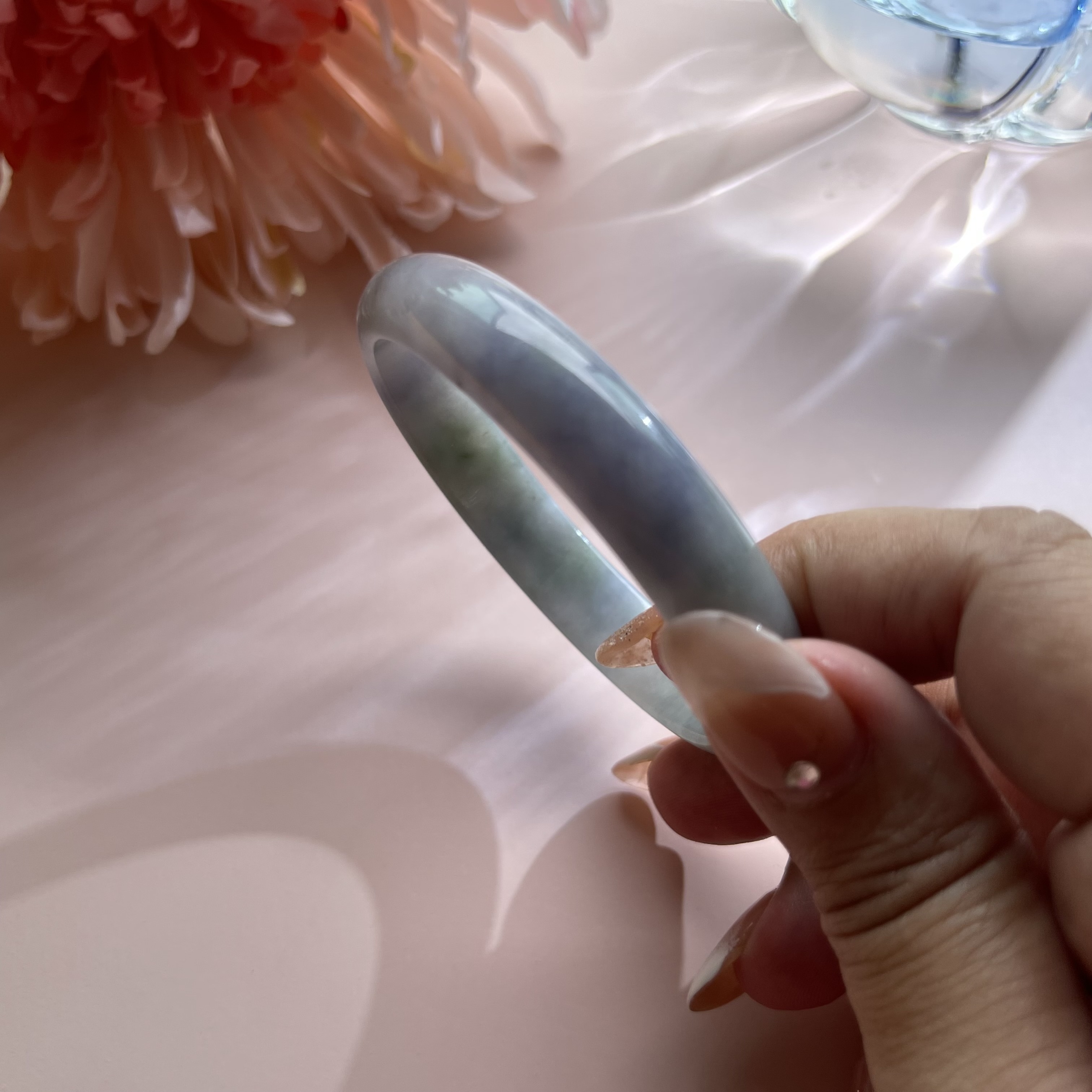 Violet Green Jadeite Bangle (PJA00109)