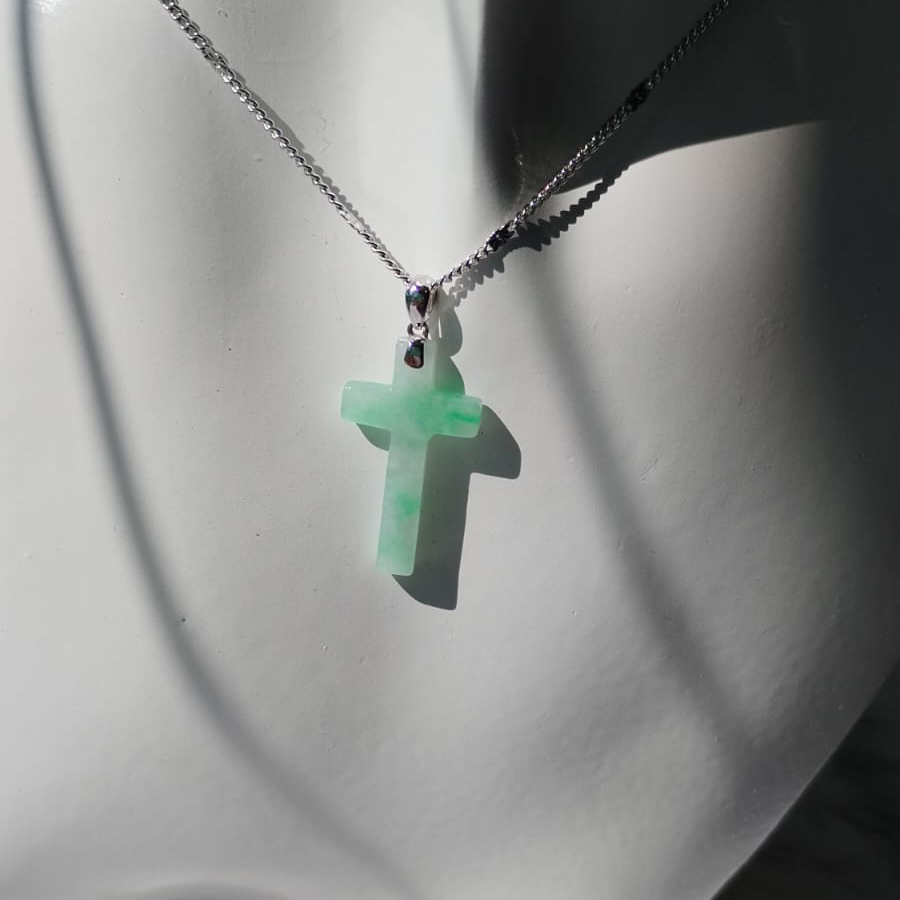 Mint Green Jadeite Cross Charm (PJA00198)