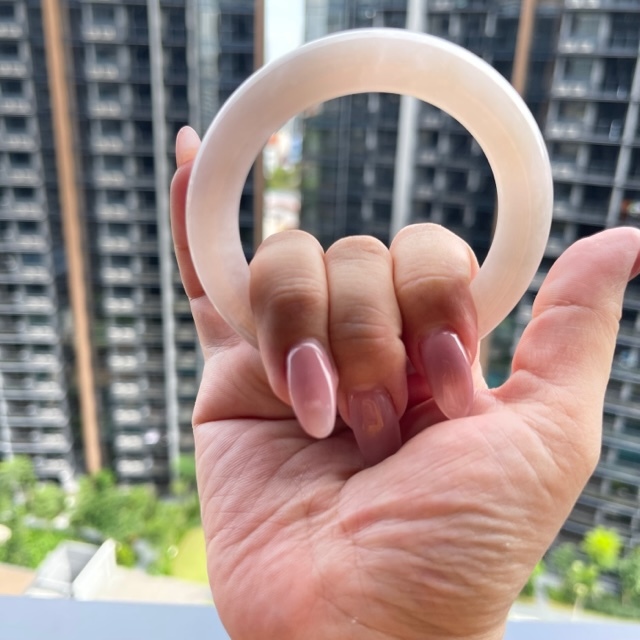 Icy Translucent Light Pink Round Bangle (PJA00072)