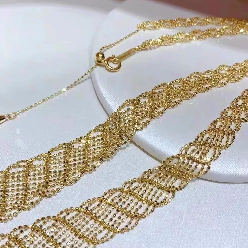 Single Gold Pearl Lace Chain Necklace or Choker (PPE00008)