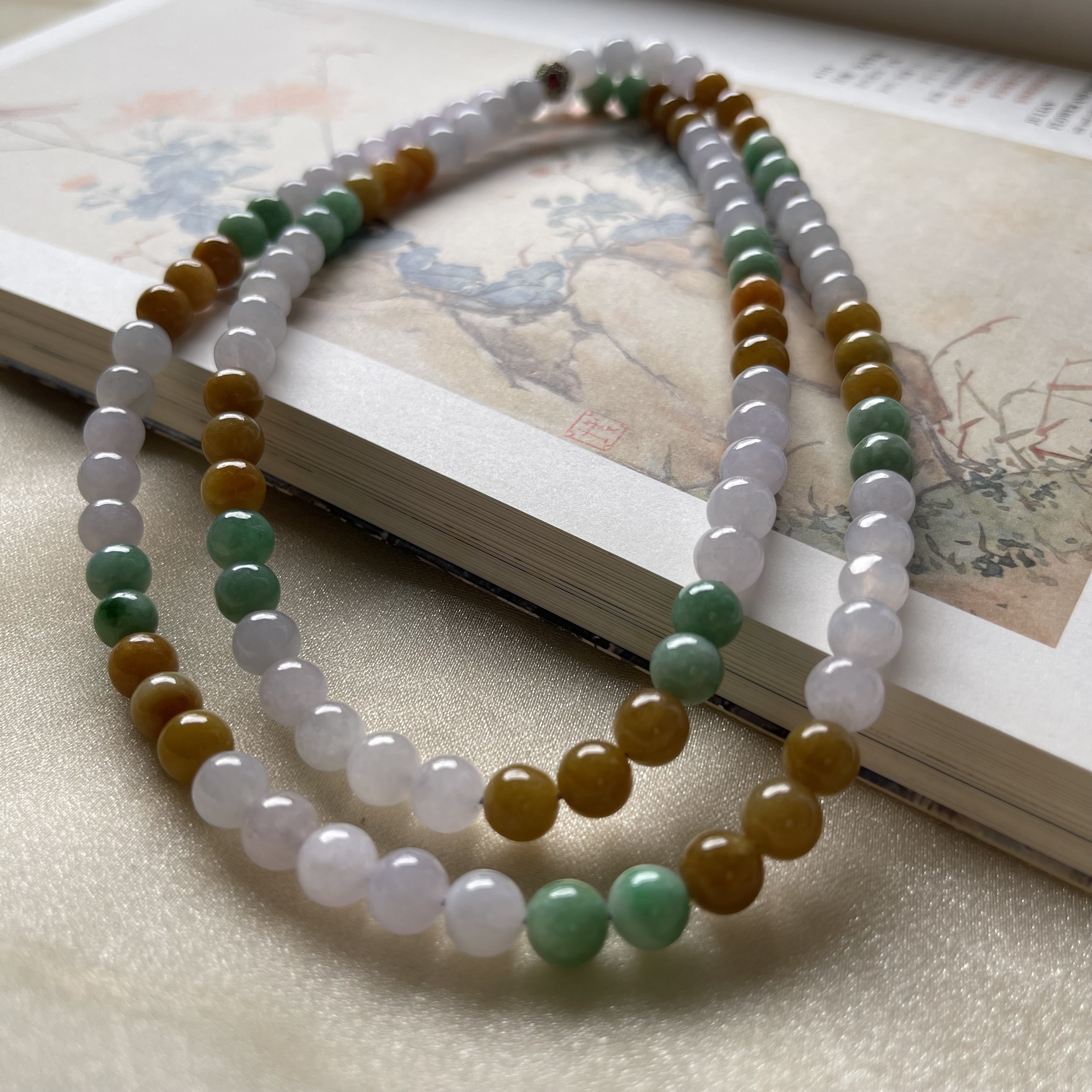 Multi Color Jadeite Beads Bracelet or Necklace (PJA00015)