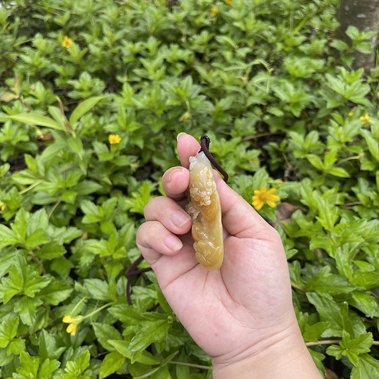 Type A Yellow Jadeite in Landscape Carving (PJA00009)