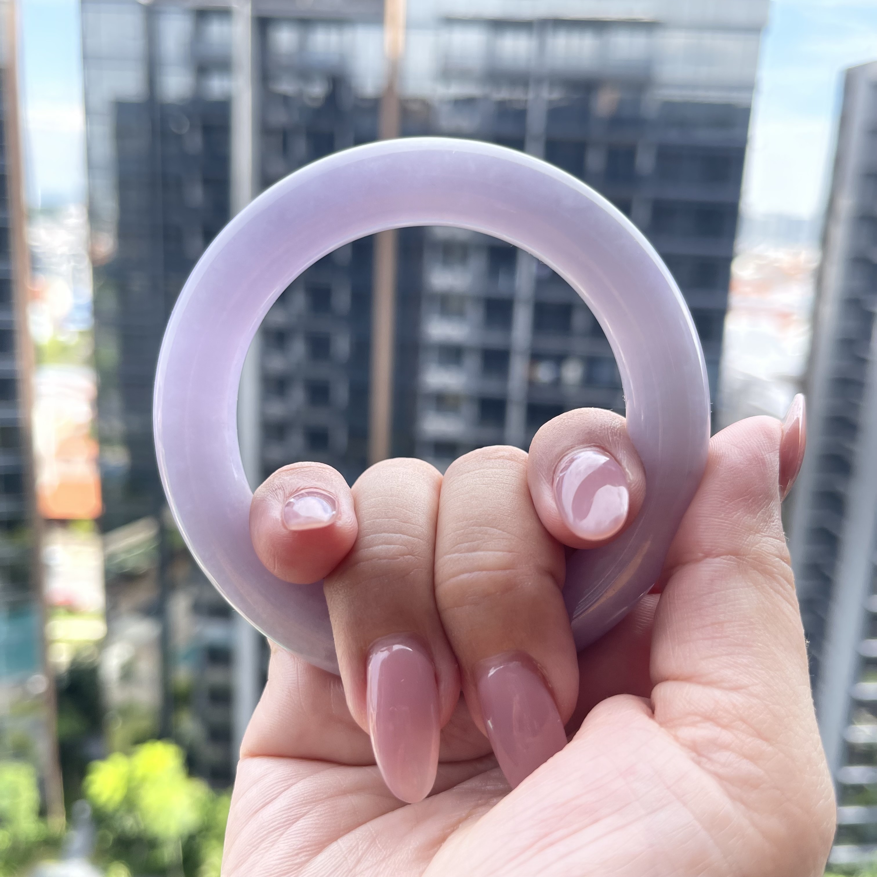 Icy Translucent Light Lavender Round Bangle (PJA00067)
