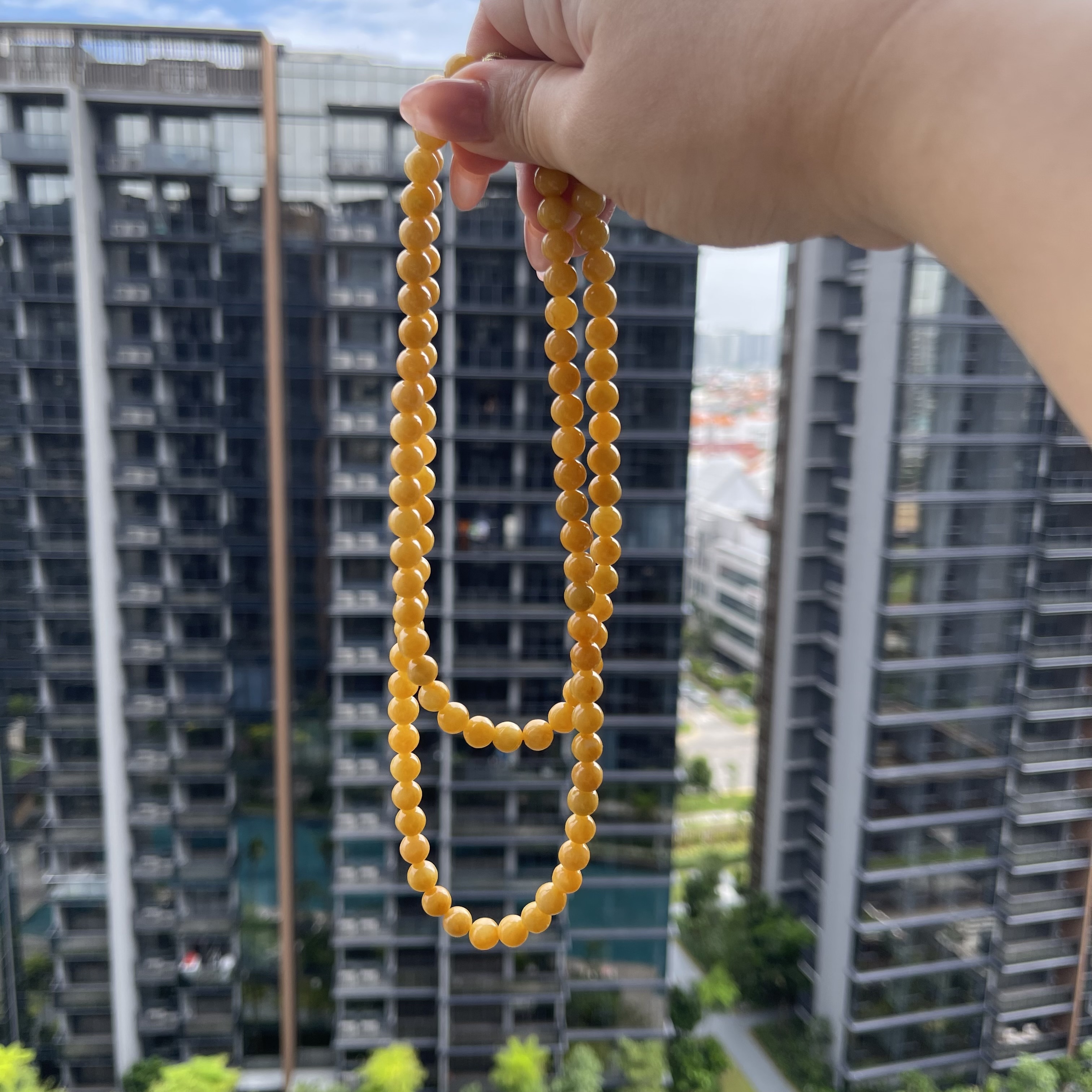 Yellow Jadeite Beads Bracelet or Necklace (PJA00098)