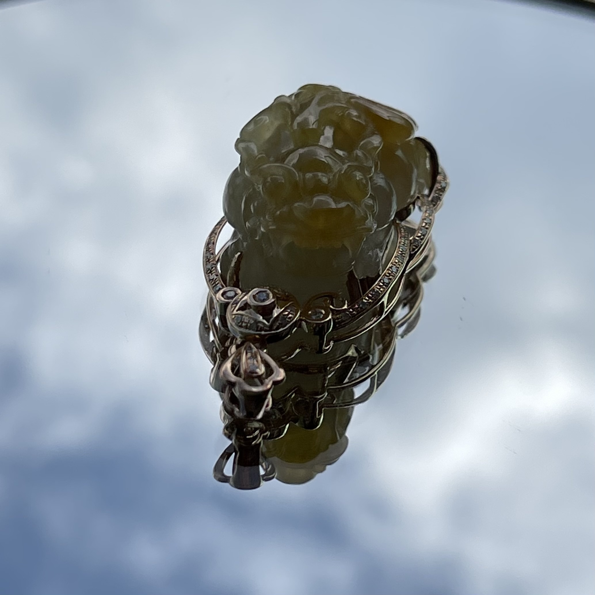 Yellow Pixiu Jadeite Pendant (PJA00121)