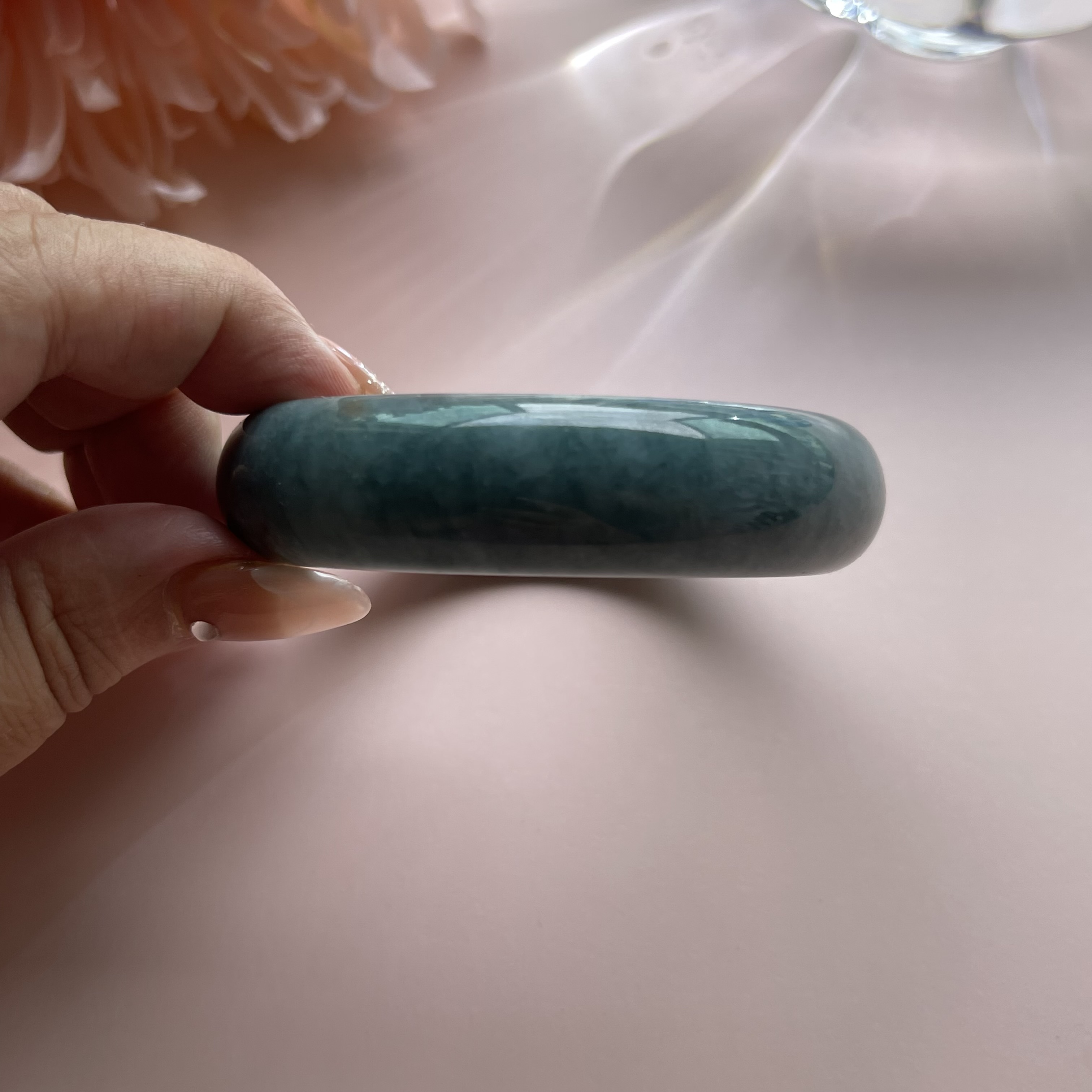 Creamy Bluish Green with Red Florals Bangle (PJA00112)