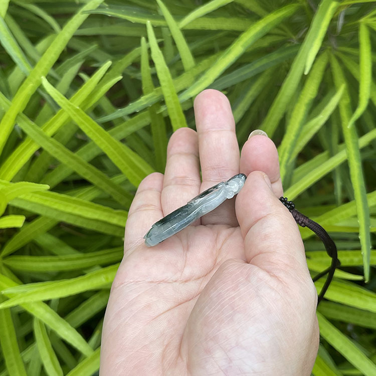 Double Carved Koi Fish Jade Pendant (PJA00010)