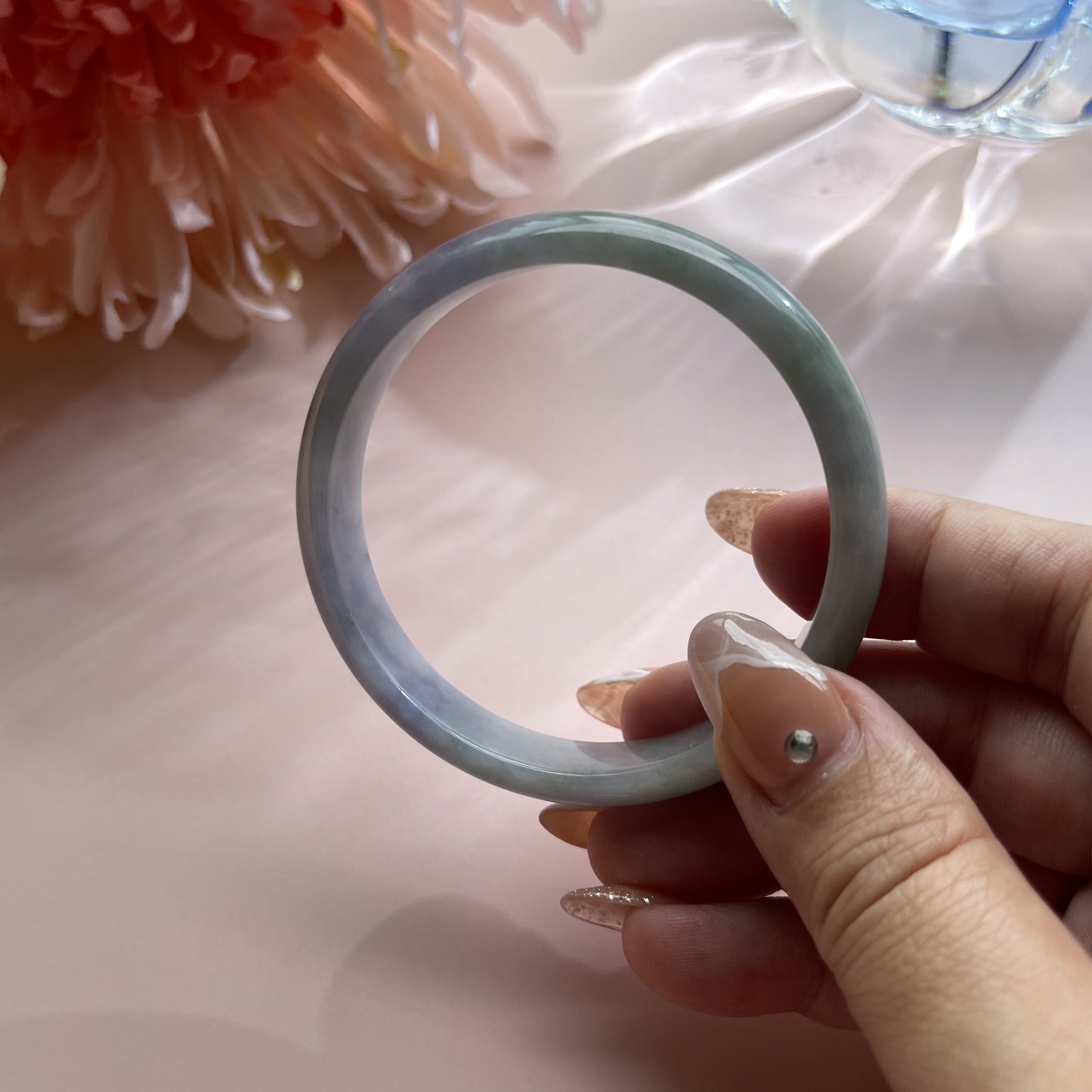 Violet Green Jadeite Bangle (PJA00109)