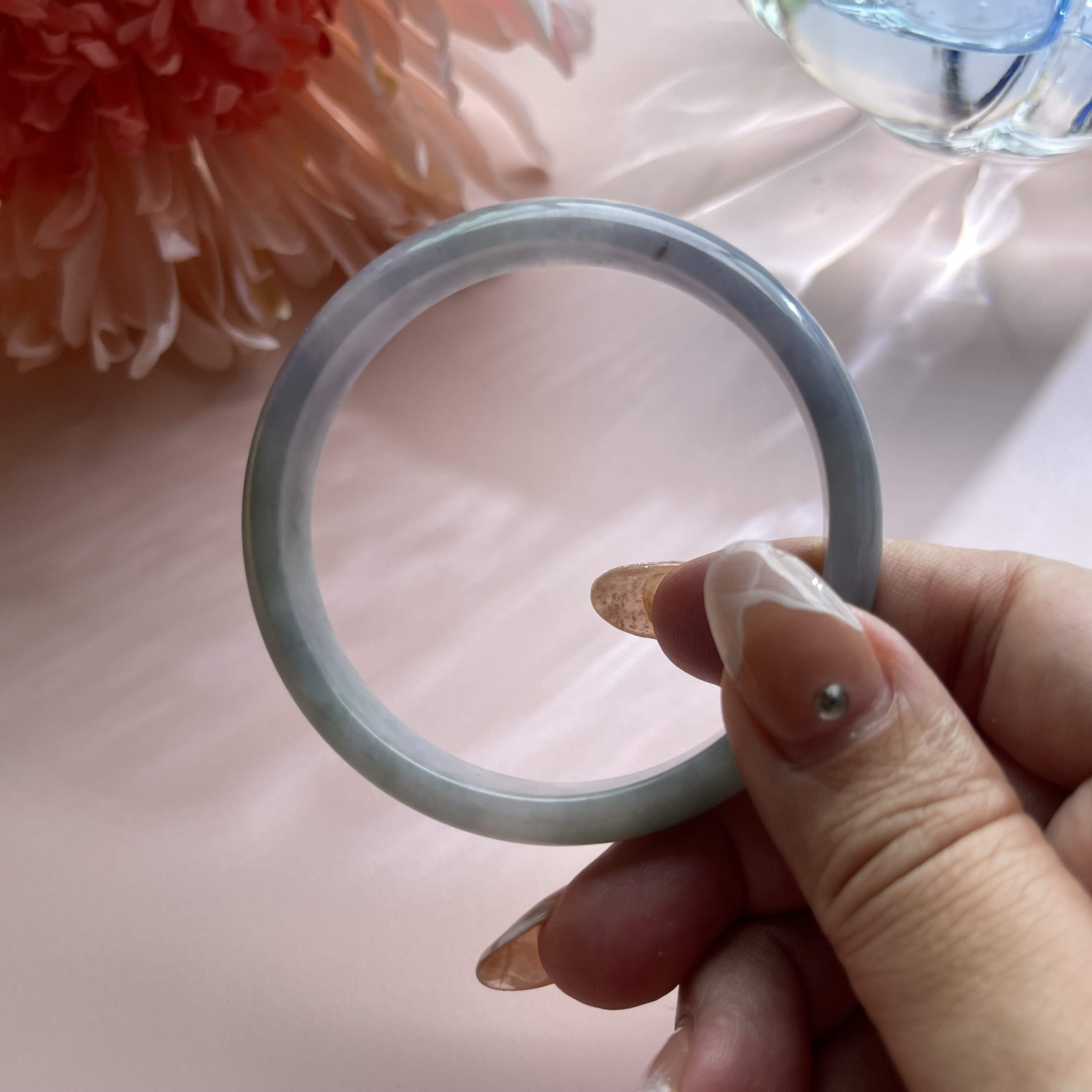 Violet Green Jadeite Bangle (PJA00109)