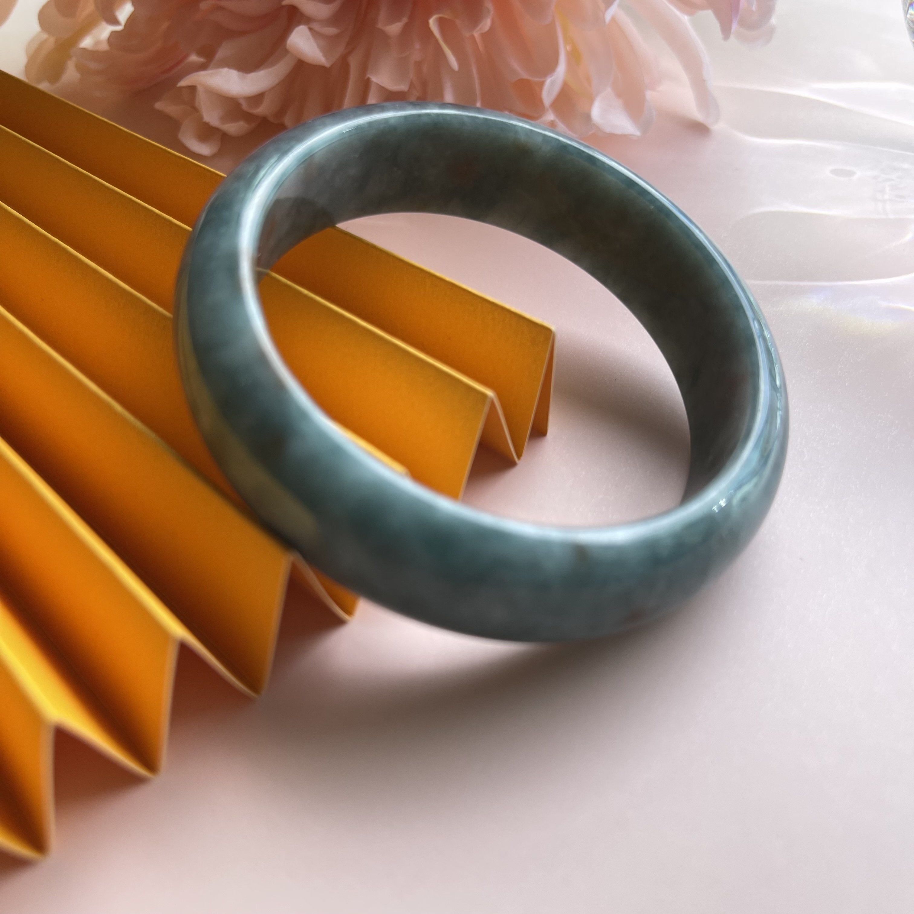 Creamy Bluish Green with Red Florals Bangle (PJA00112)