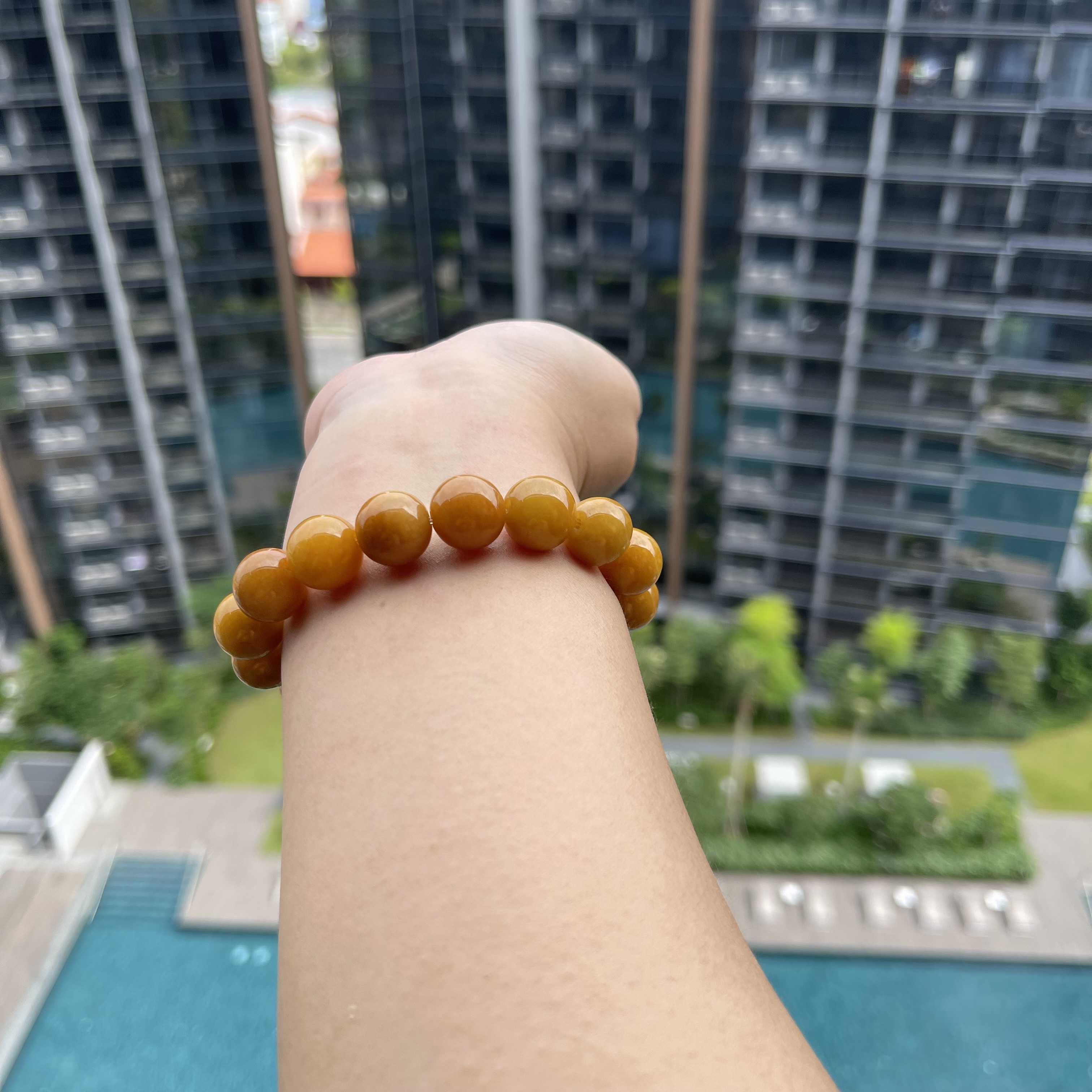 Yellow Jadeite Beads Bracelet (PJA00101)