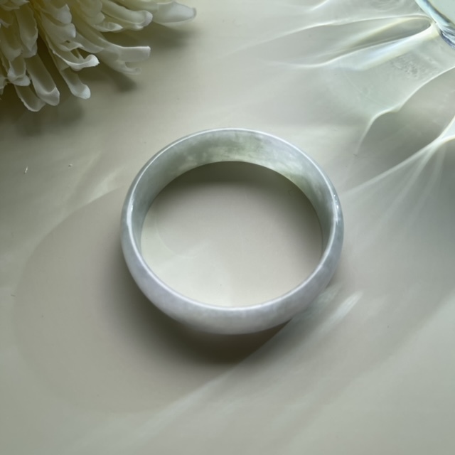 Faint Green Greyish to Faint Lavender Child Jadeite Bangle (PJA00113)
