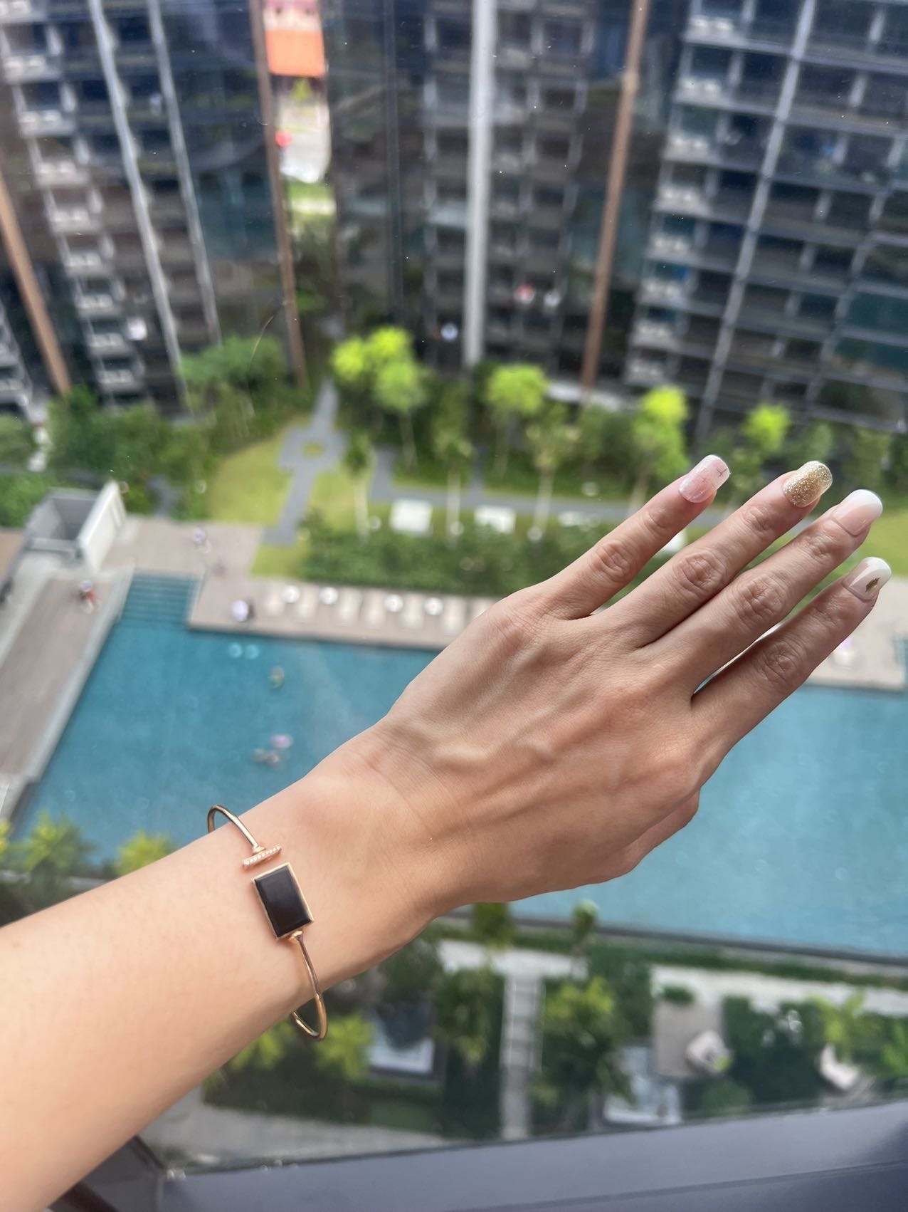 18k Rosegold Omphacite Open Wire Bracelet (PJA00085)