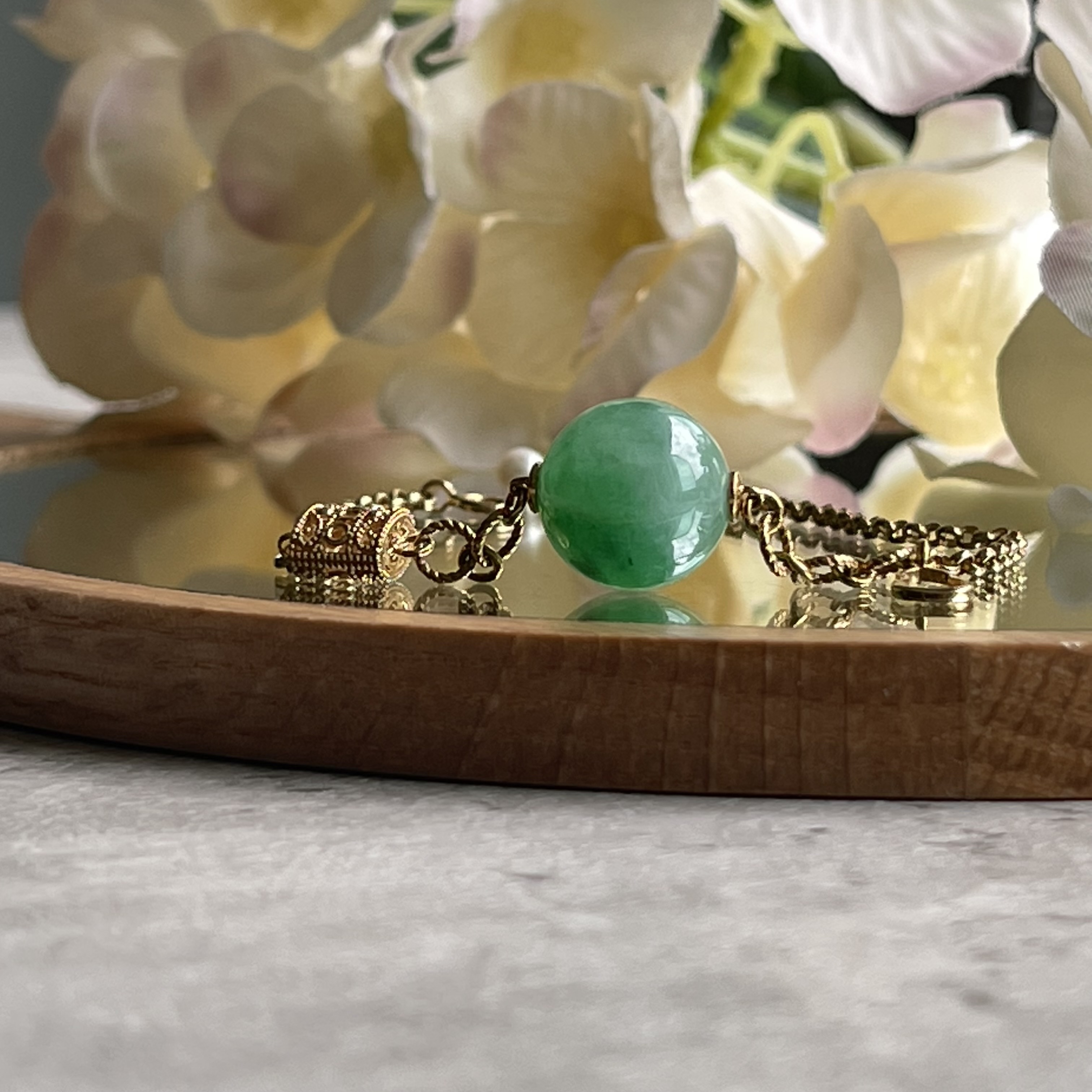 Green Jadeite Beads Bracelet (PJA00055)