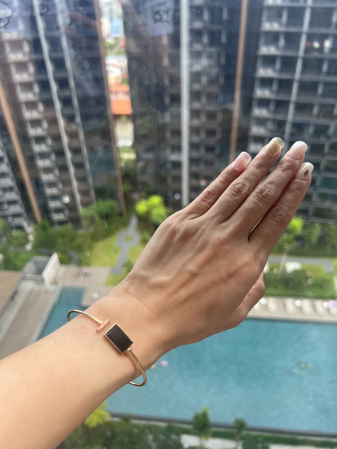 18k Rosegold Omphacite Open Wire Bracelet (PJA00085)