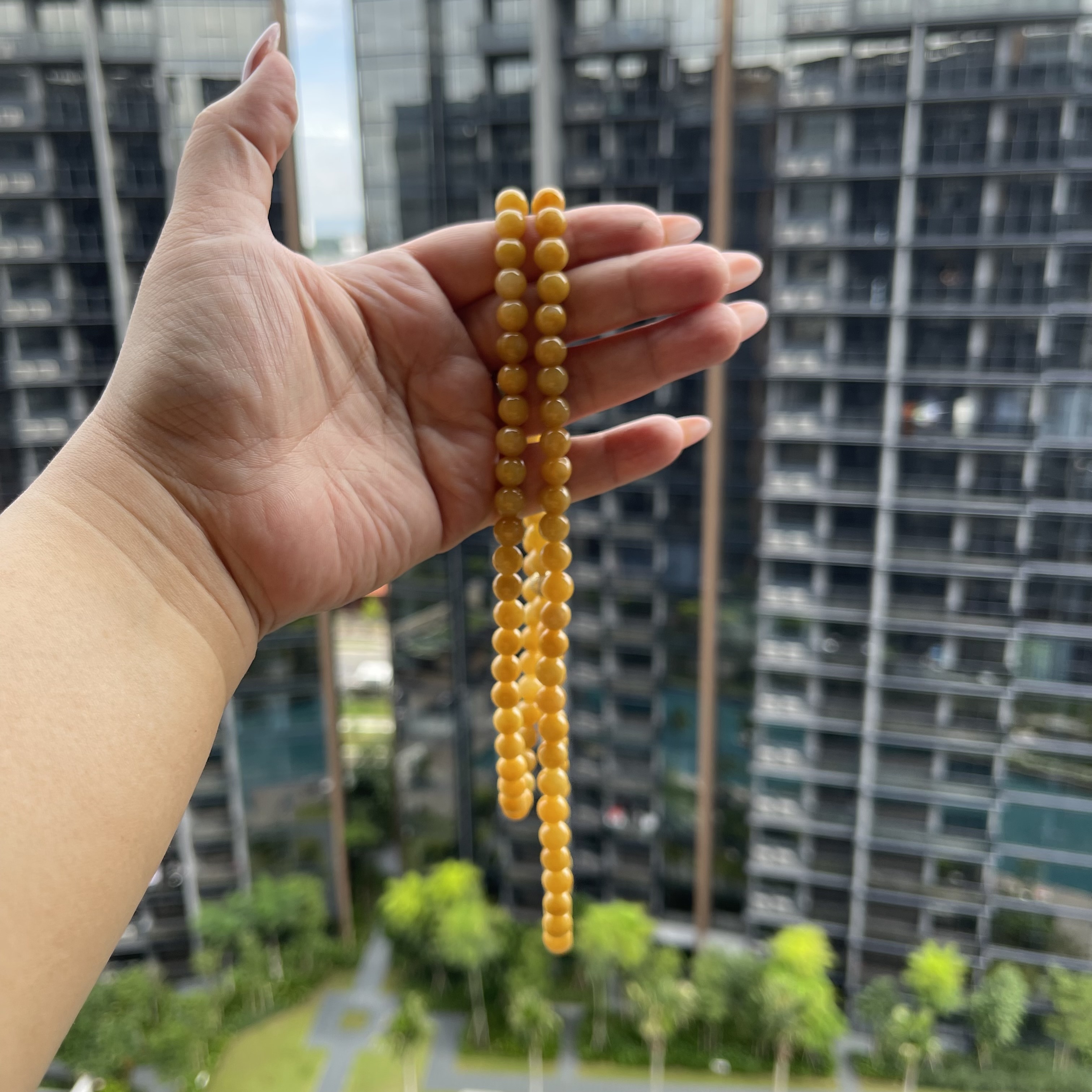 Yellow Jadeite Beads Bracelet or Necklace (PJA00098)